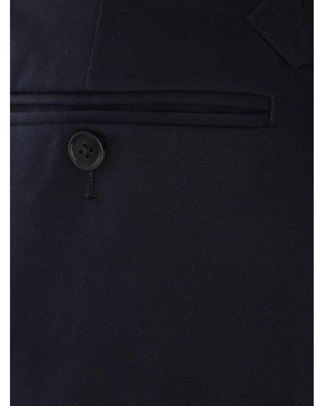 J.Press Blue Gabardine Turn Up Trousers for men