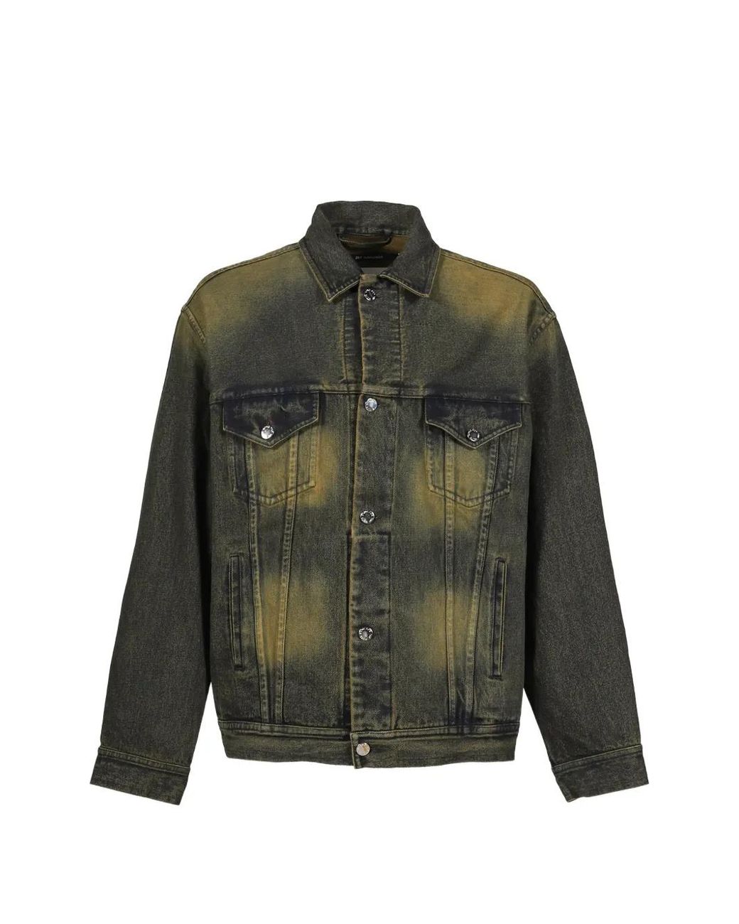 Song For The Mute Green Faded-Effect Denim Jacket for men