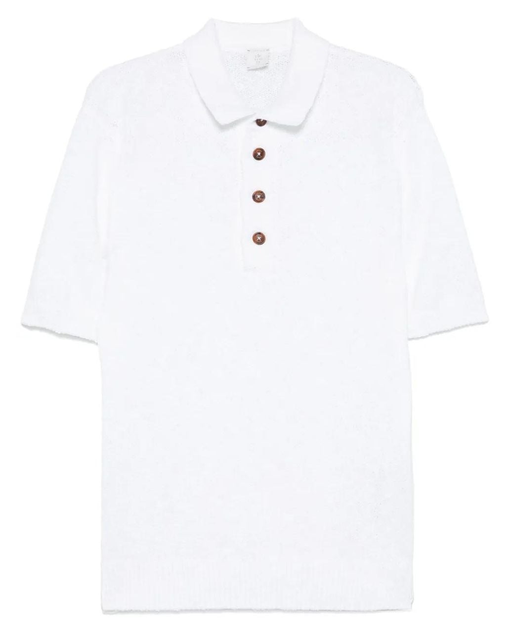 Eleventy White Knitted Polo Shirt for men