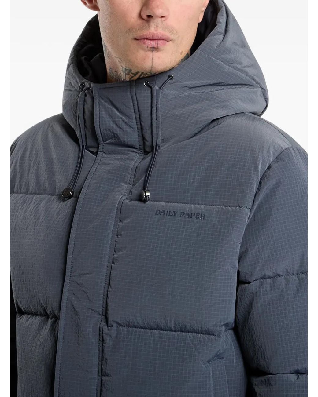 Daily Paper Gray Ripstop Puffer Jacket for men