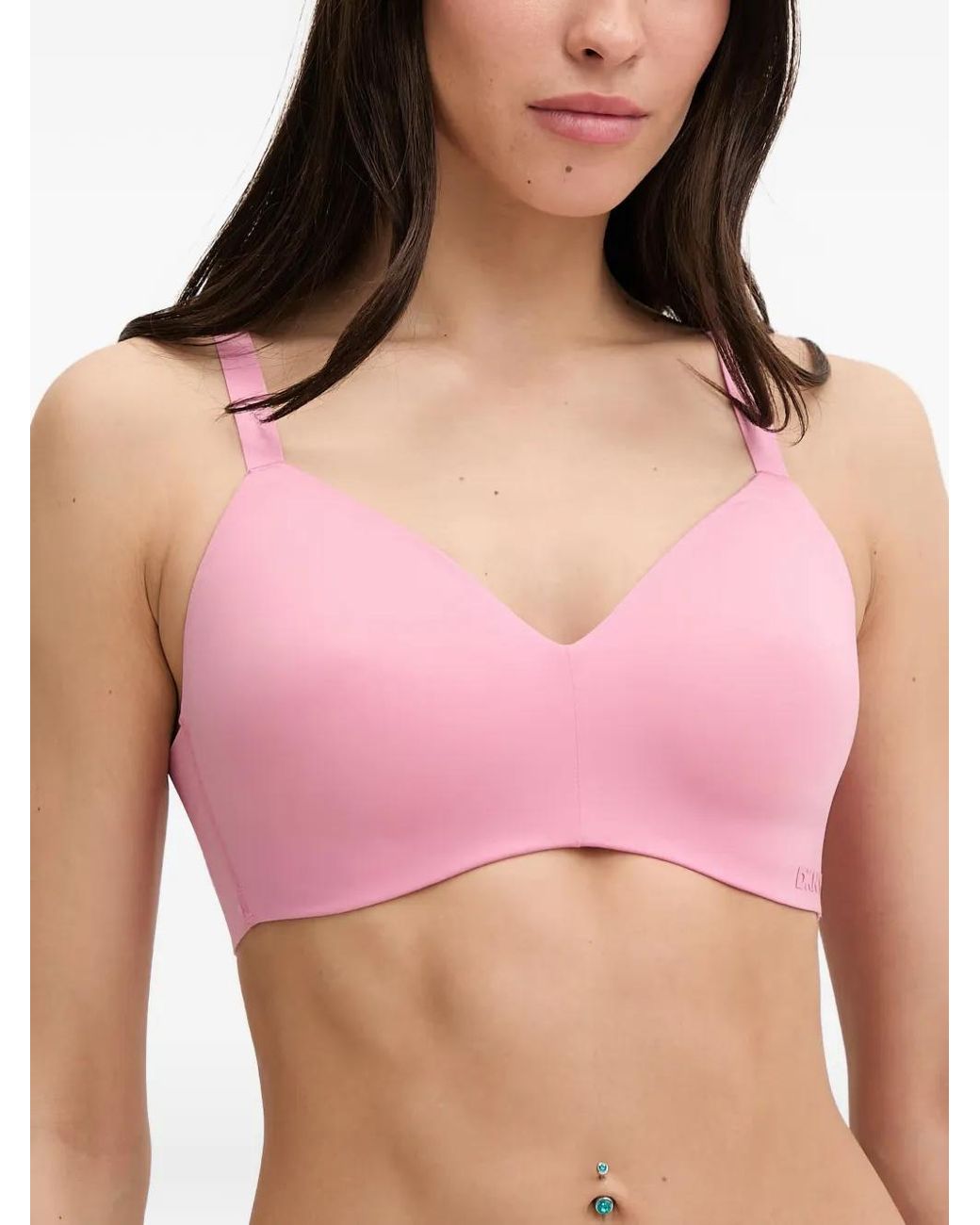 DKNY Pink Logo-Print Seamless Bra
