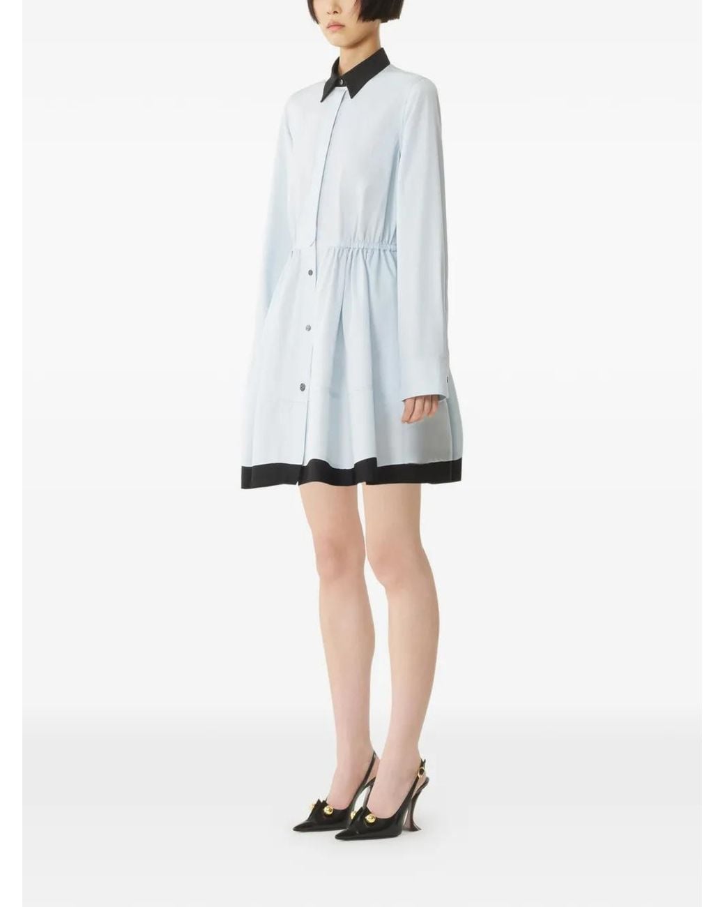 Lanvin Blue Long-Sleeve Collared Mini Dress