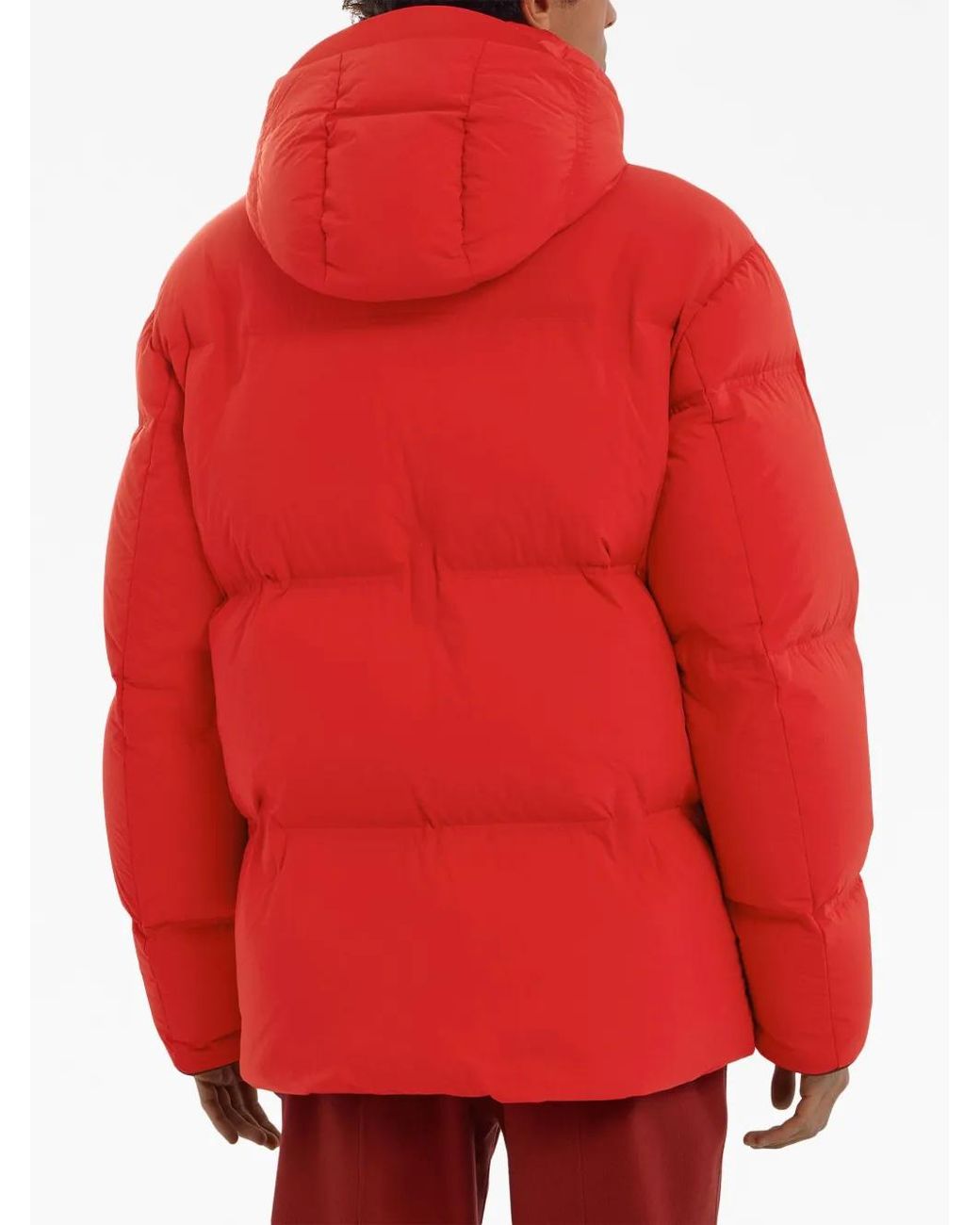 Zegna Red Drawstring-Hood Puffer Jacket for men
