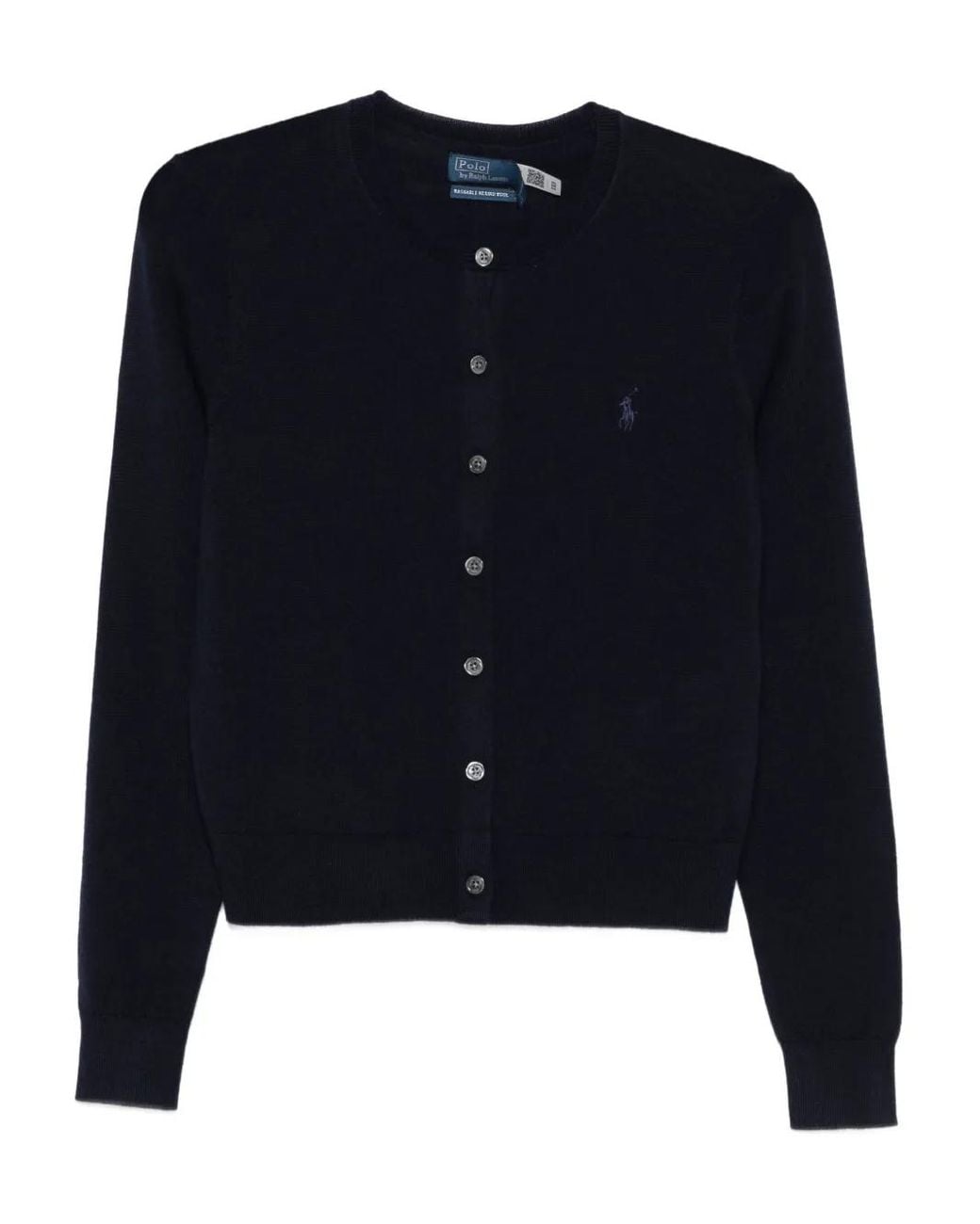 Polo Ralph Lauren Blue Classic Crew Neck Wool Cardigan