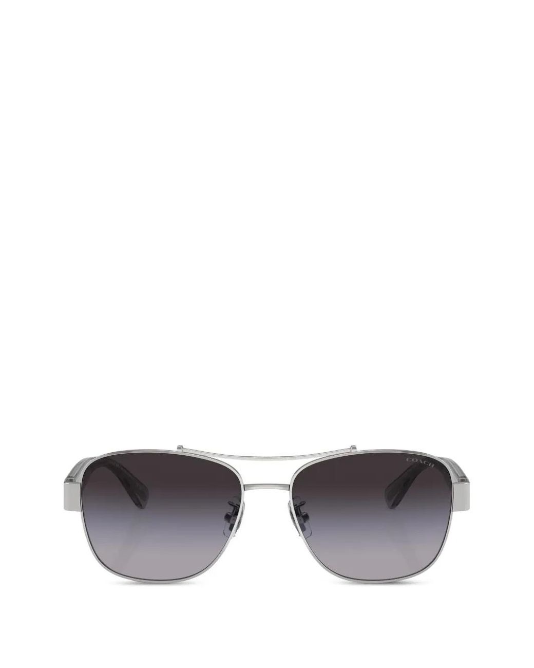 COACH Gray Double-Bridge Pilot-Frame Sunglasses