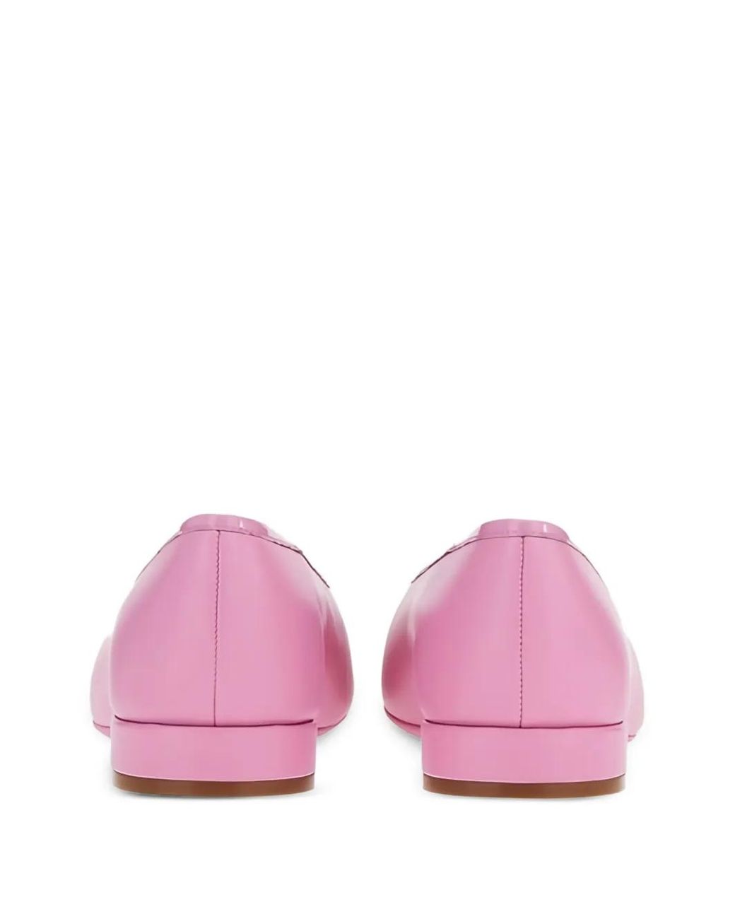 Ferragamo Pink Buckle Leather Ballerina Flats