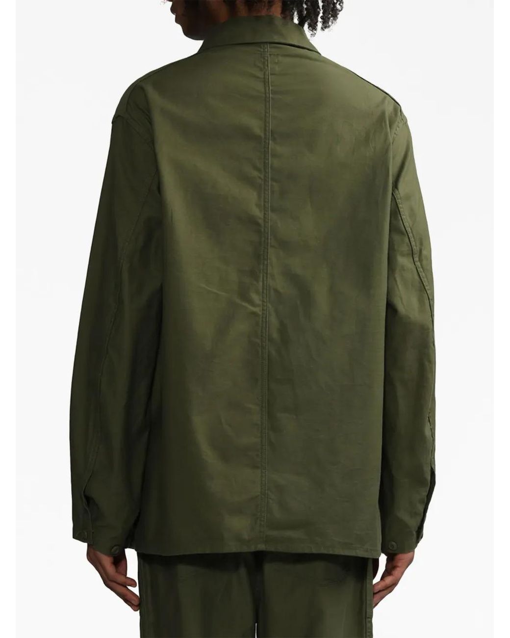 Needles Green Lightweight Cotton Jacket With Button-Up Front for men