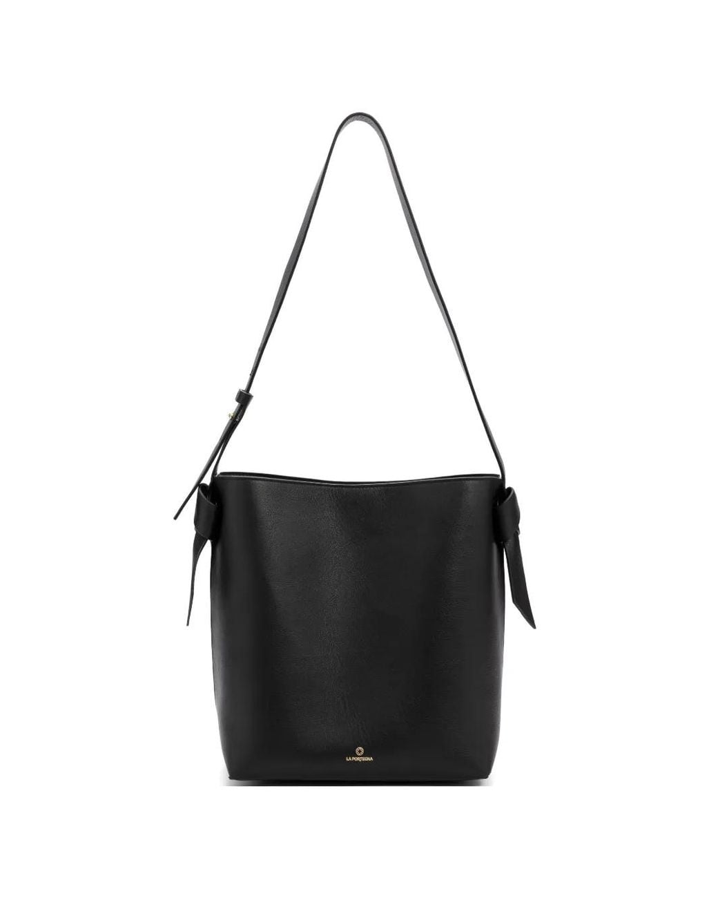 La Portegna Black Paula Bucket Bag