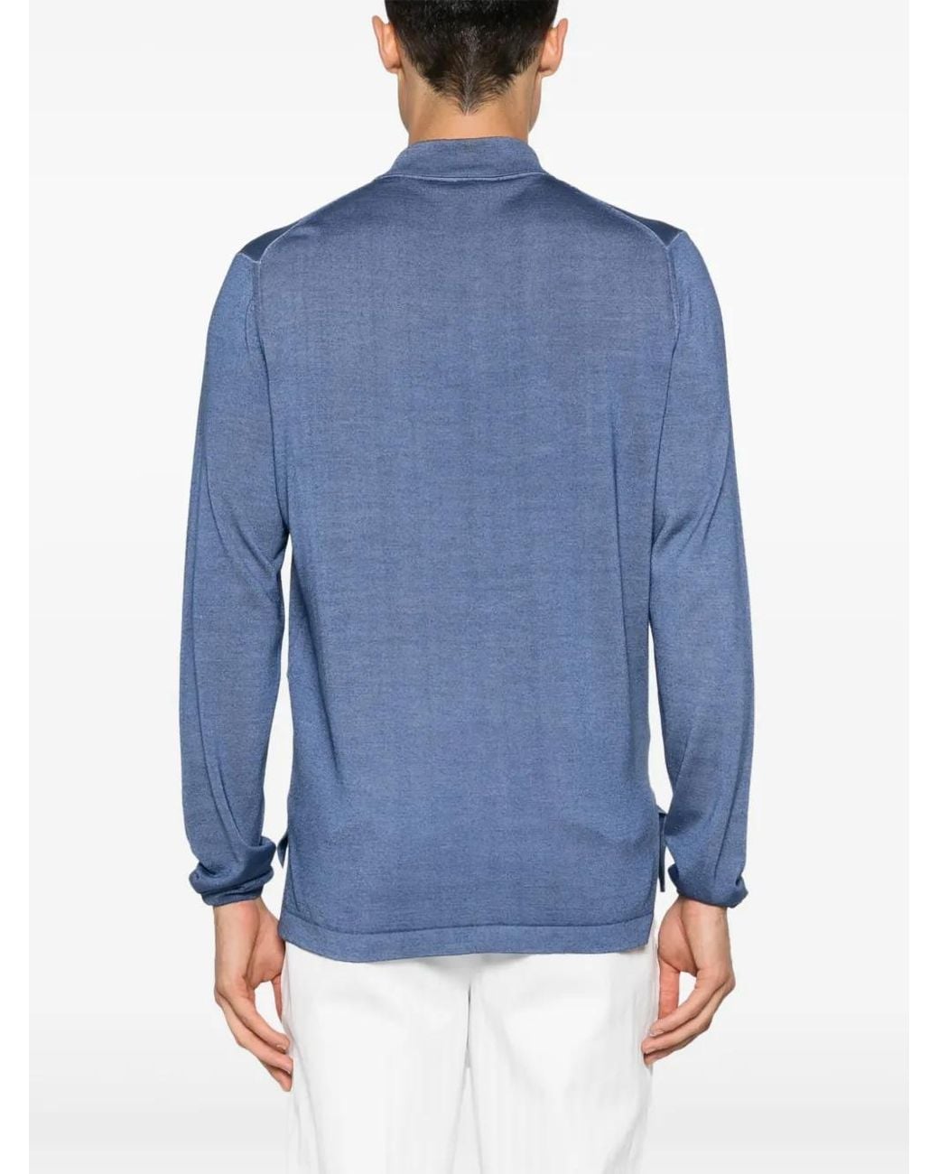 Canali Blue Polo-Collar Cardigan for men