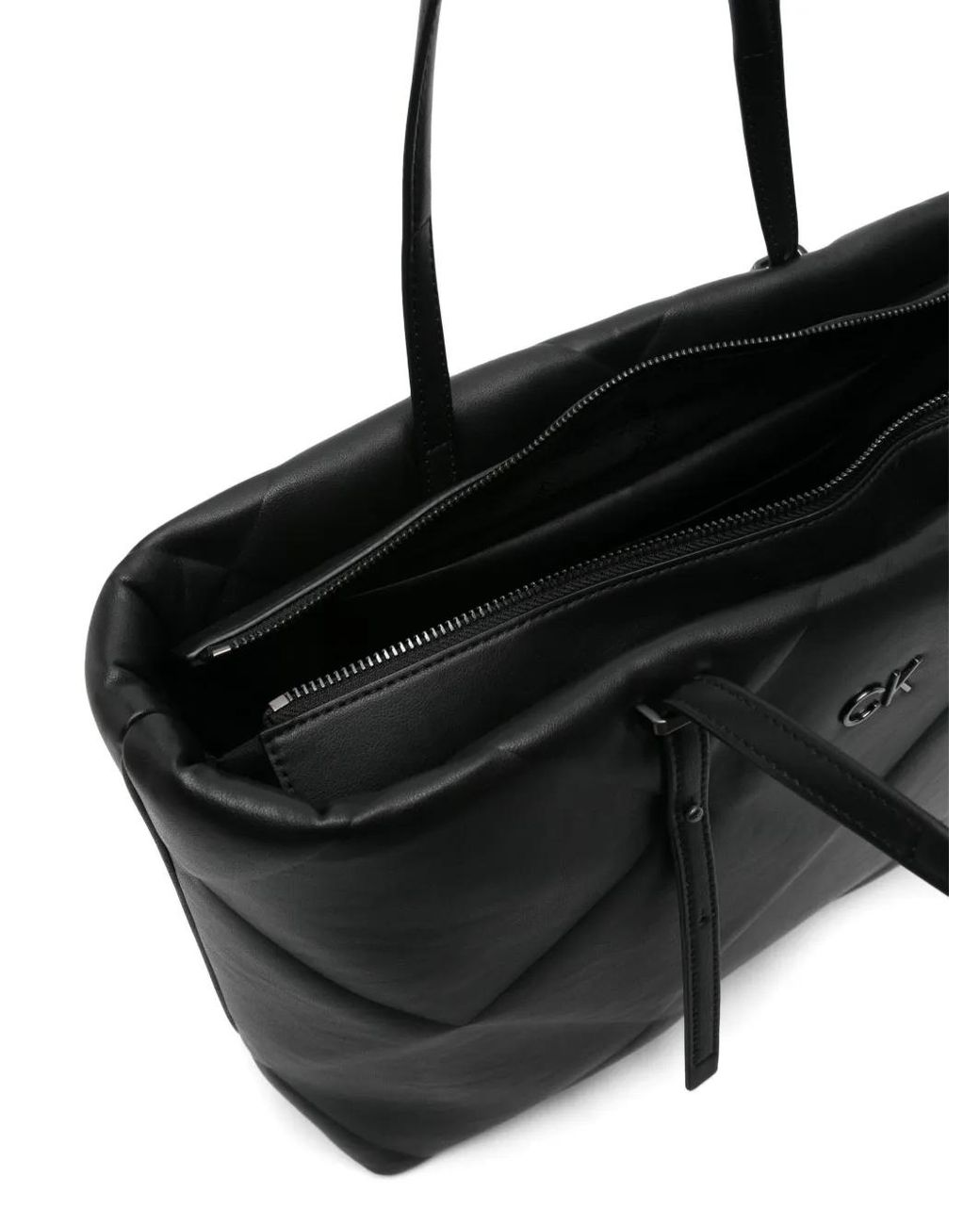 Calvin Klein Black Embossed-Finish Tote Bag