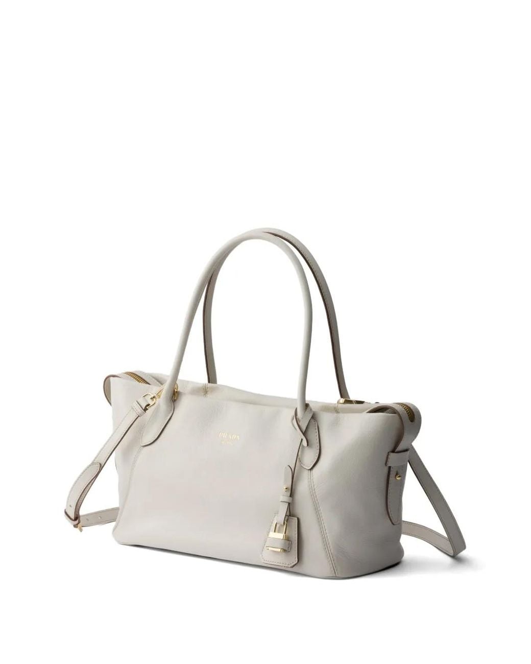 Prada Gray Large Leather Tote Bag