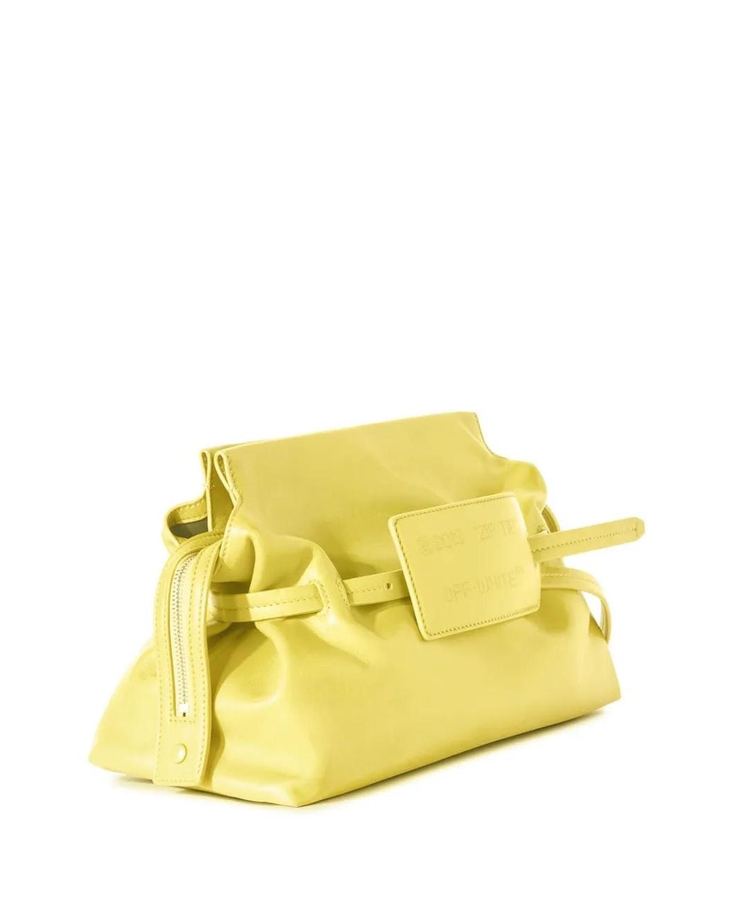 Off-White c/o Virgil Abloh Yellow Zip Tie Leather Clutch Bag