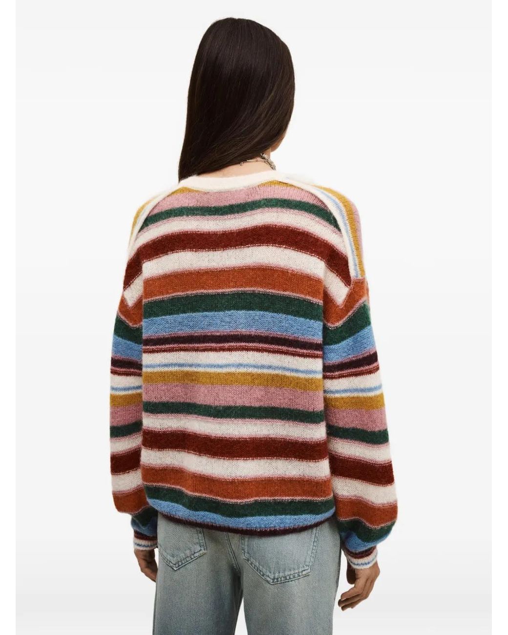 Ba&sh Red Serena Striped Round-Neck Jumper