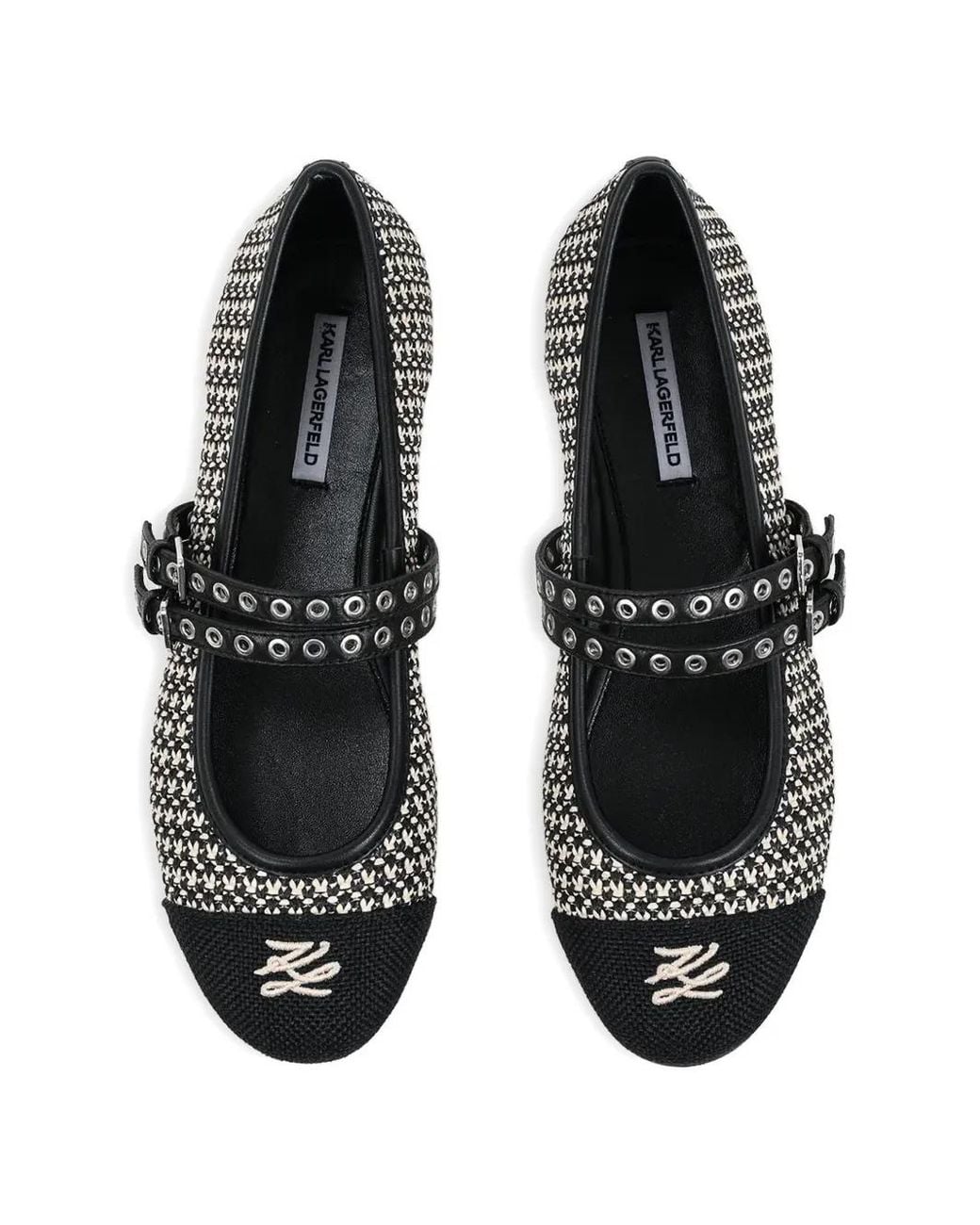 Karl Lagerfeld White Eyelet-Embellished Ballet Flats