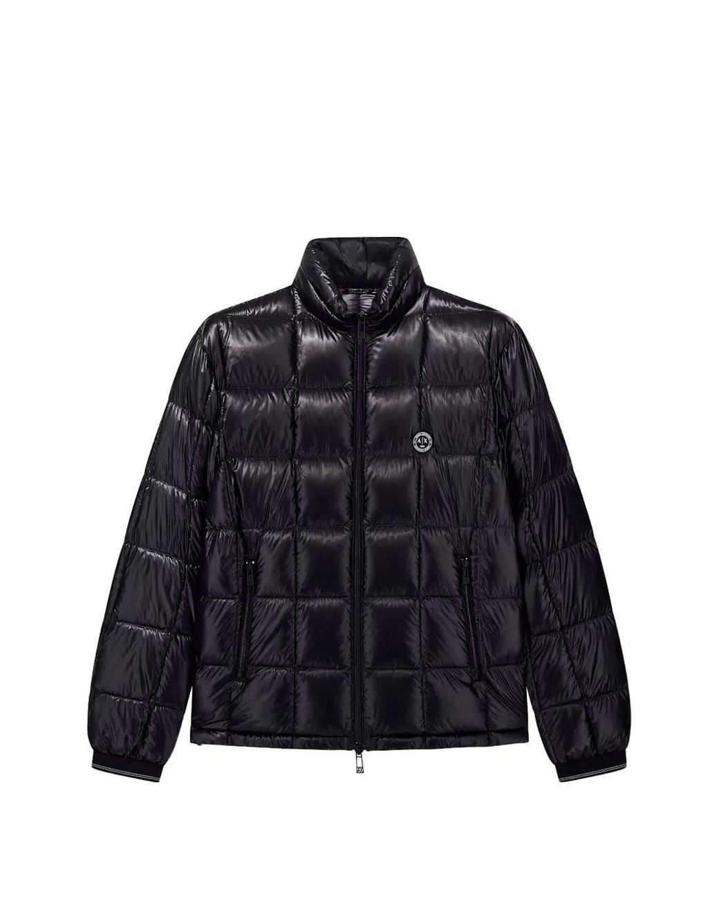 ARMANI EXCHANGE Black Quilted Logo-Patch Padded Jacket for men