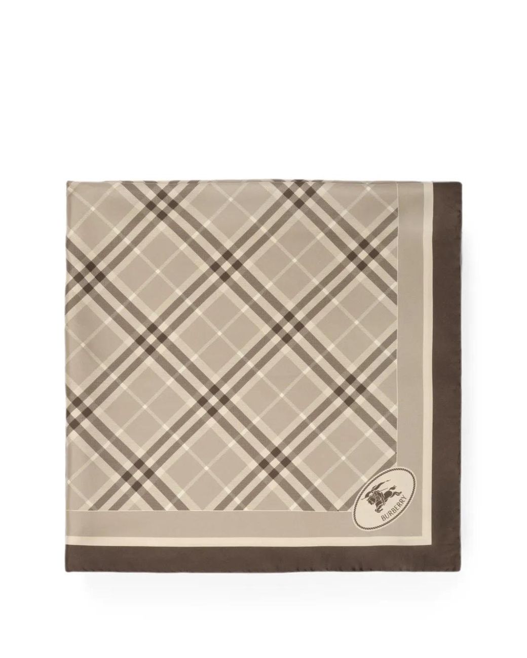 Burberry Natural Check Knight Stamp Silk Scarf