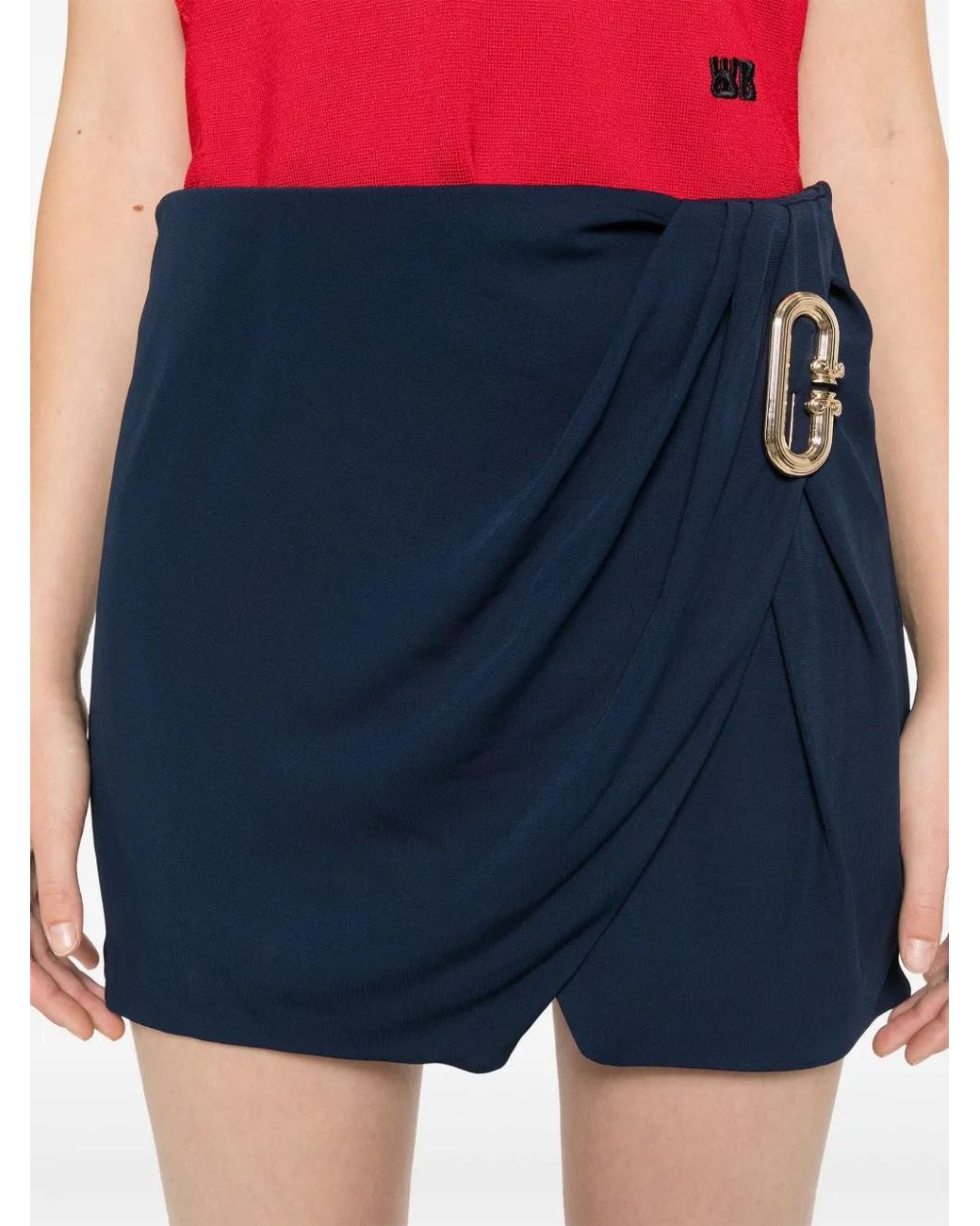 Casablanca Blue Draped Wrap Mini Skirt