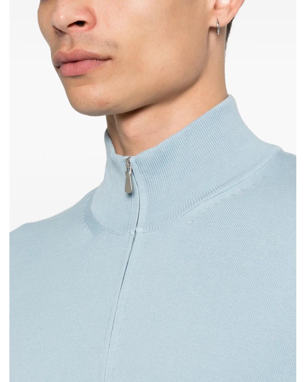 Gran Sasso Blue Zip-Fastening Cardigan for men