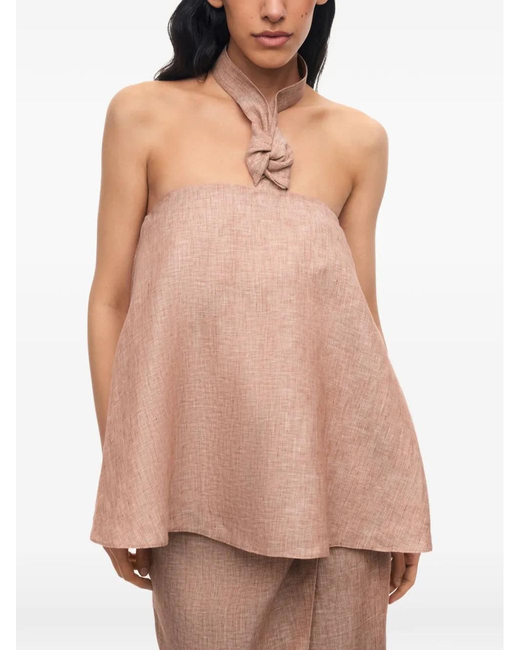 12 STOREEZ Pink Gelato Knot-Detail Halterneck Top
