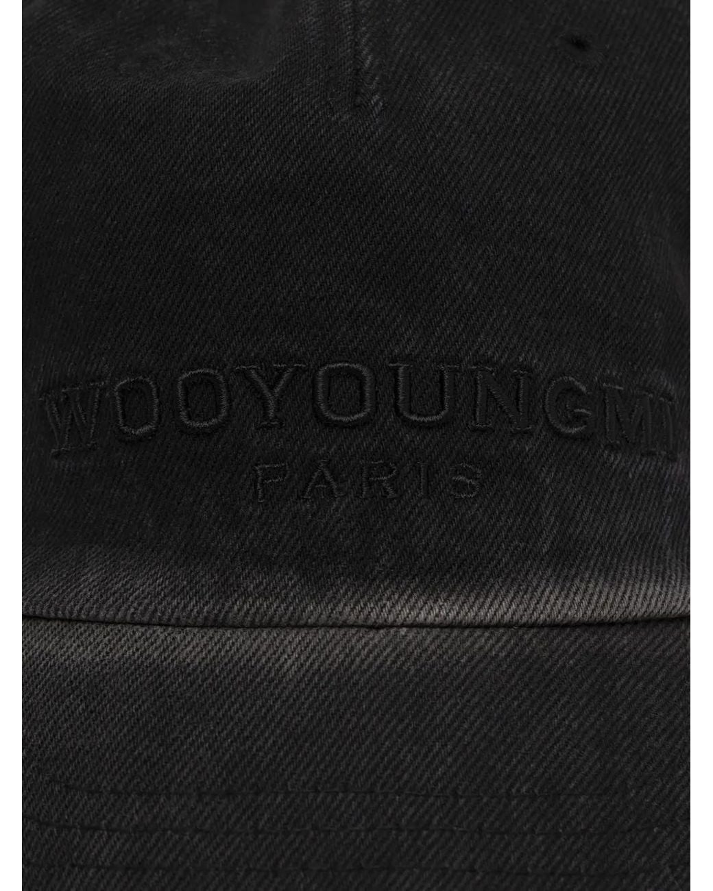 Wooyoungmi Black Embroidered Baseball Hat for men