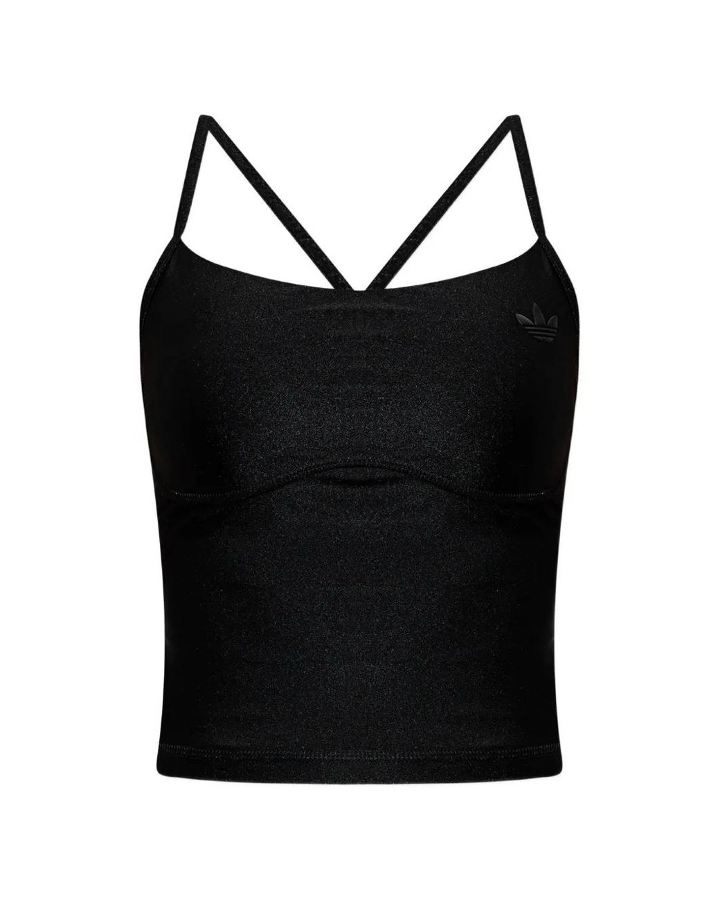 Adidas Black Logo-Patch Spaghetti-Strap Top