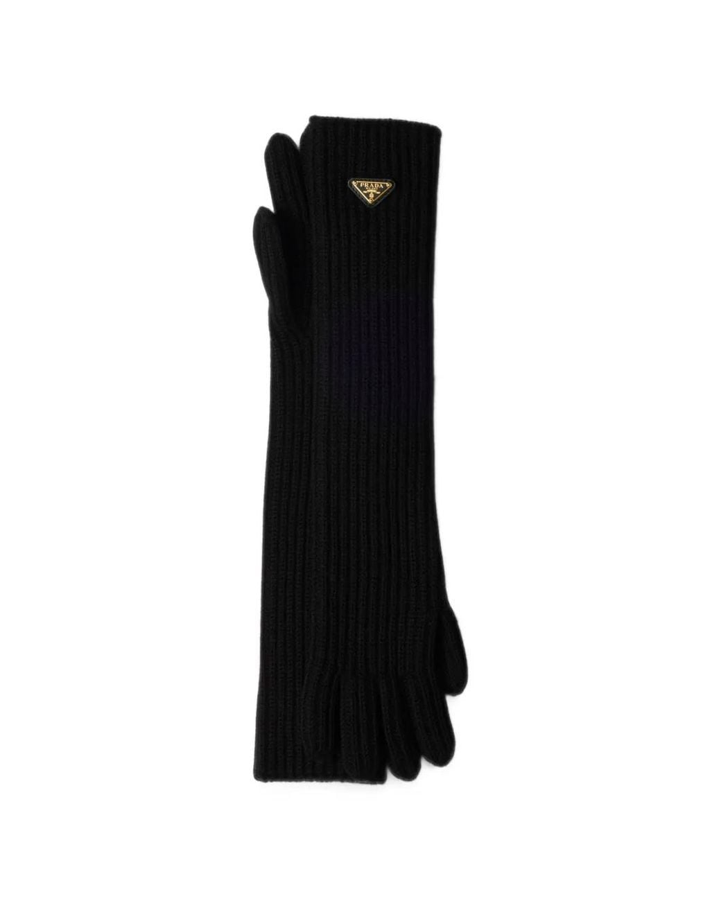 Prada Black Wool Knit Gloves