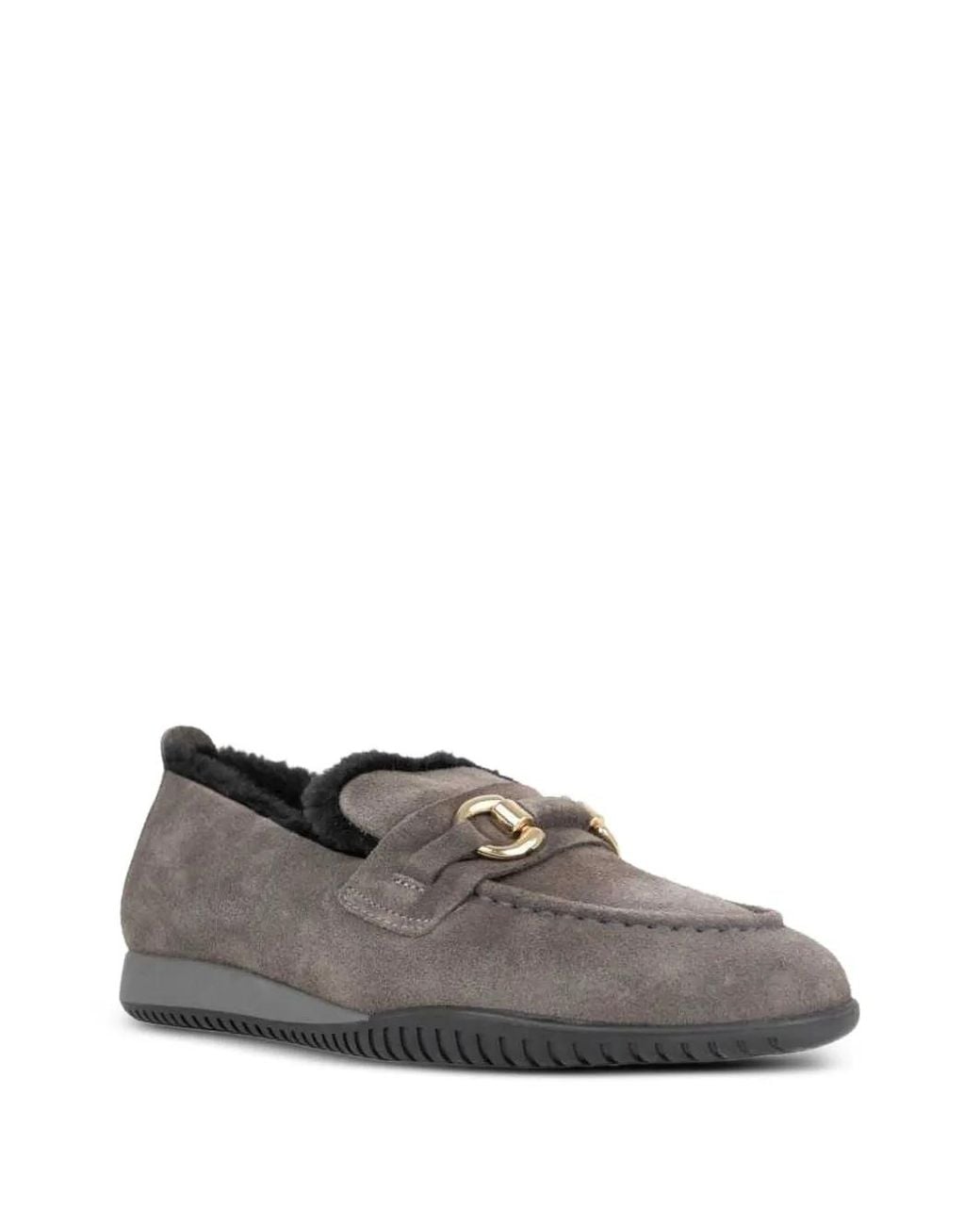 SERGIO MORETTI FIRENZE Gray Shearling-Trim Loafers