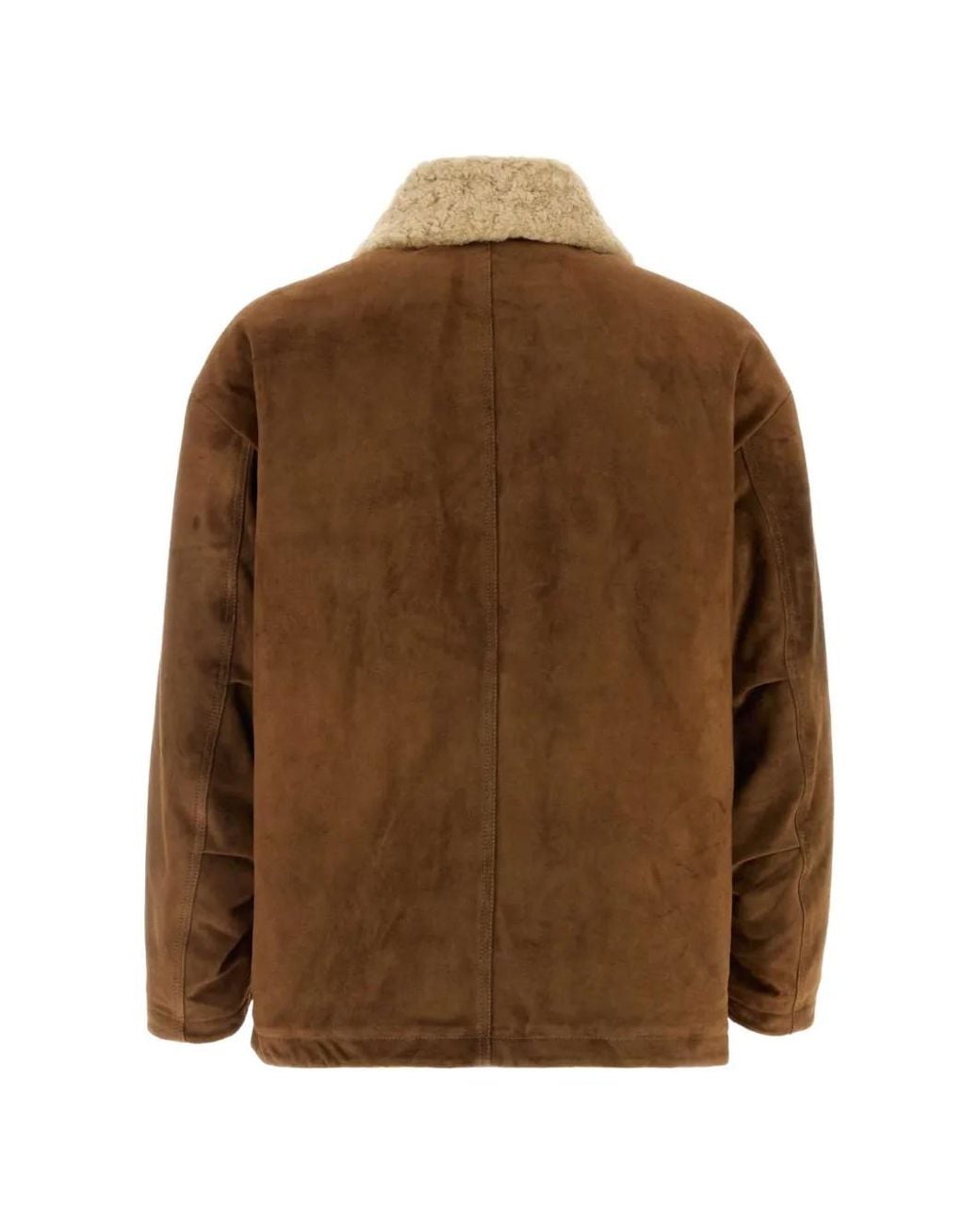 SANTORO Brown Veste En Daim À Col Lainé for men