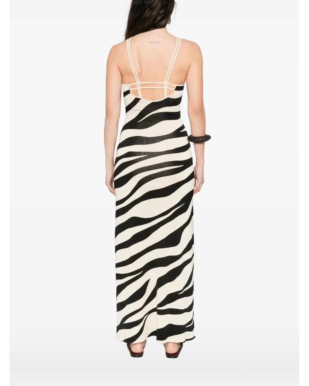 Sandro White Zebra Print Knit Maxi Dress