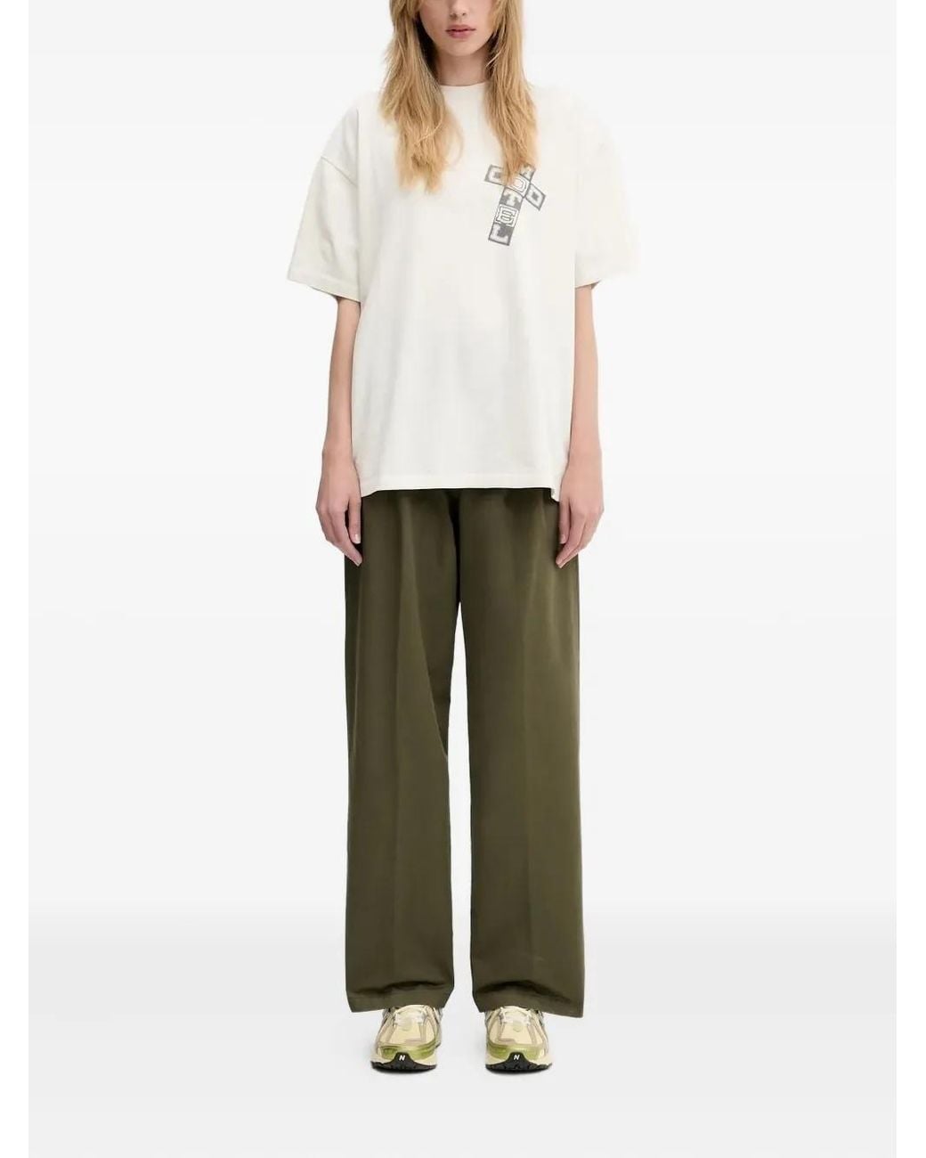 Carhartt White Pleated Straight-Leg Trousers