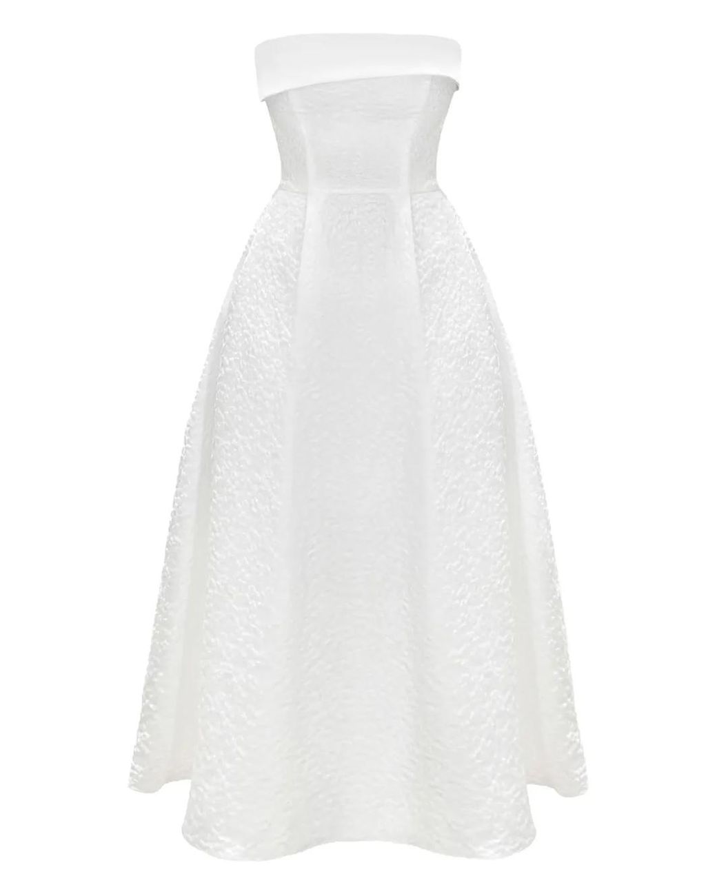 POST MERIDIEM White Jacquard Midi Dress
