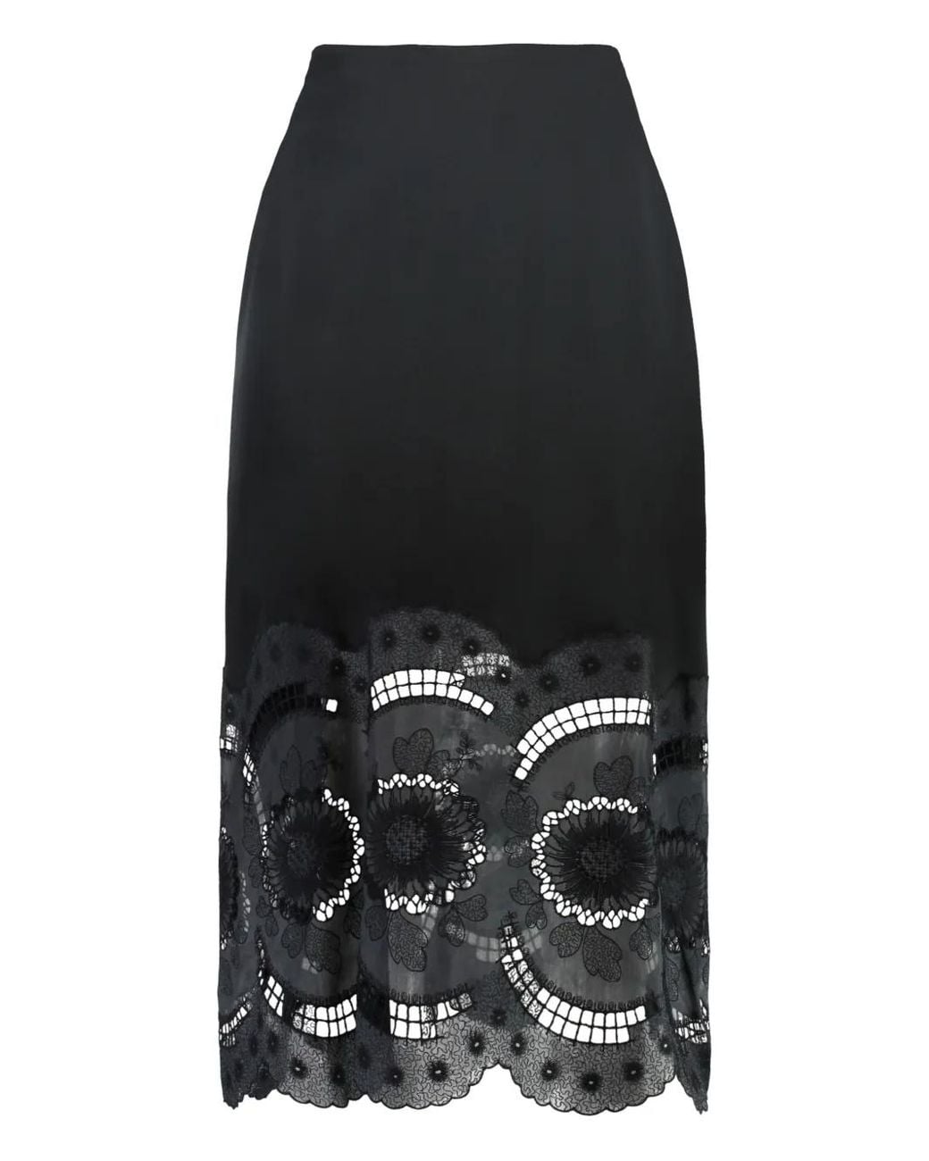 Stella McCartney Black Satin Midi Skirt