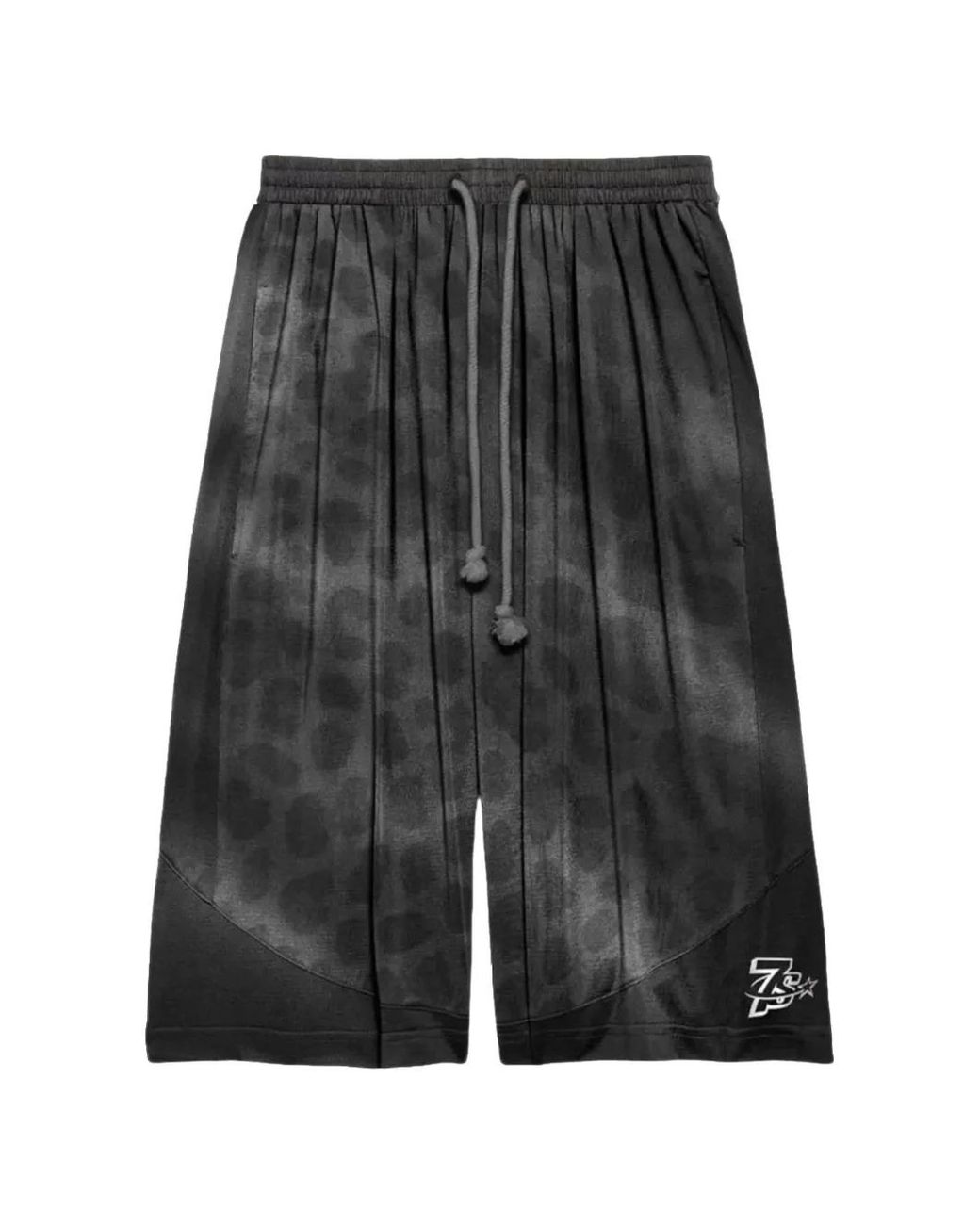 Triple Sevens Gray Leopard-Print Drawstring Shorts for men
