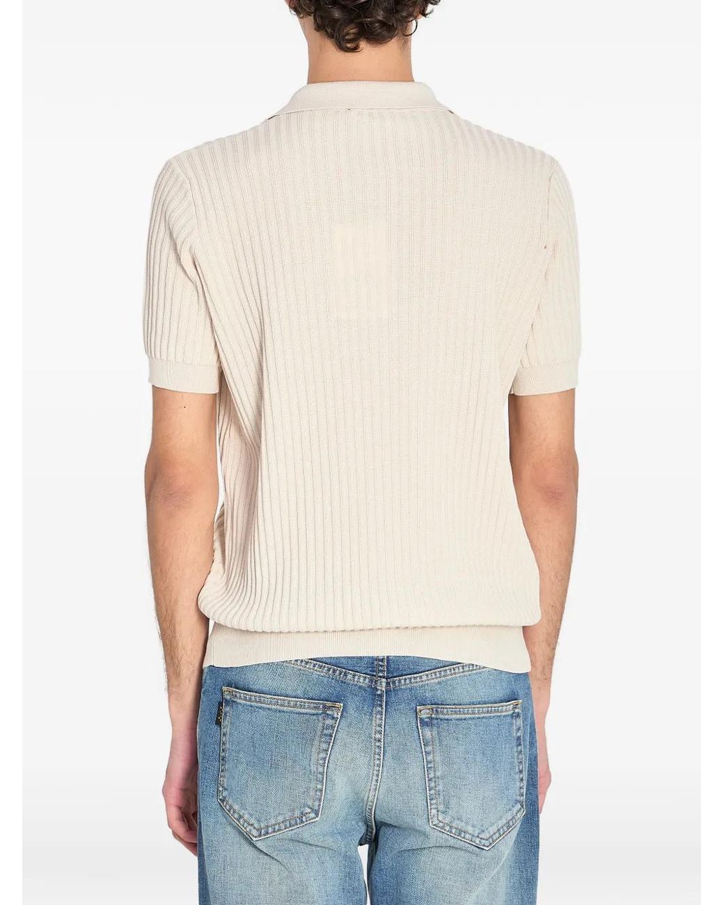Roberto Collina White Ribbed Pocket Polo Shirt for men