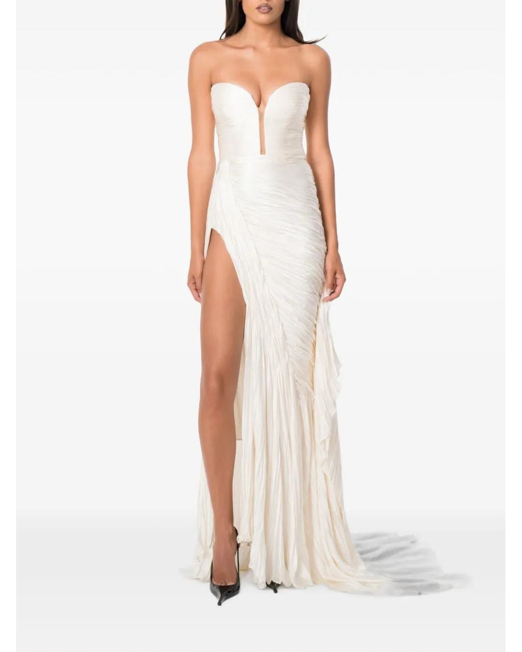 NORINA ST White Viva Ruched Strapless Maxi Dress