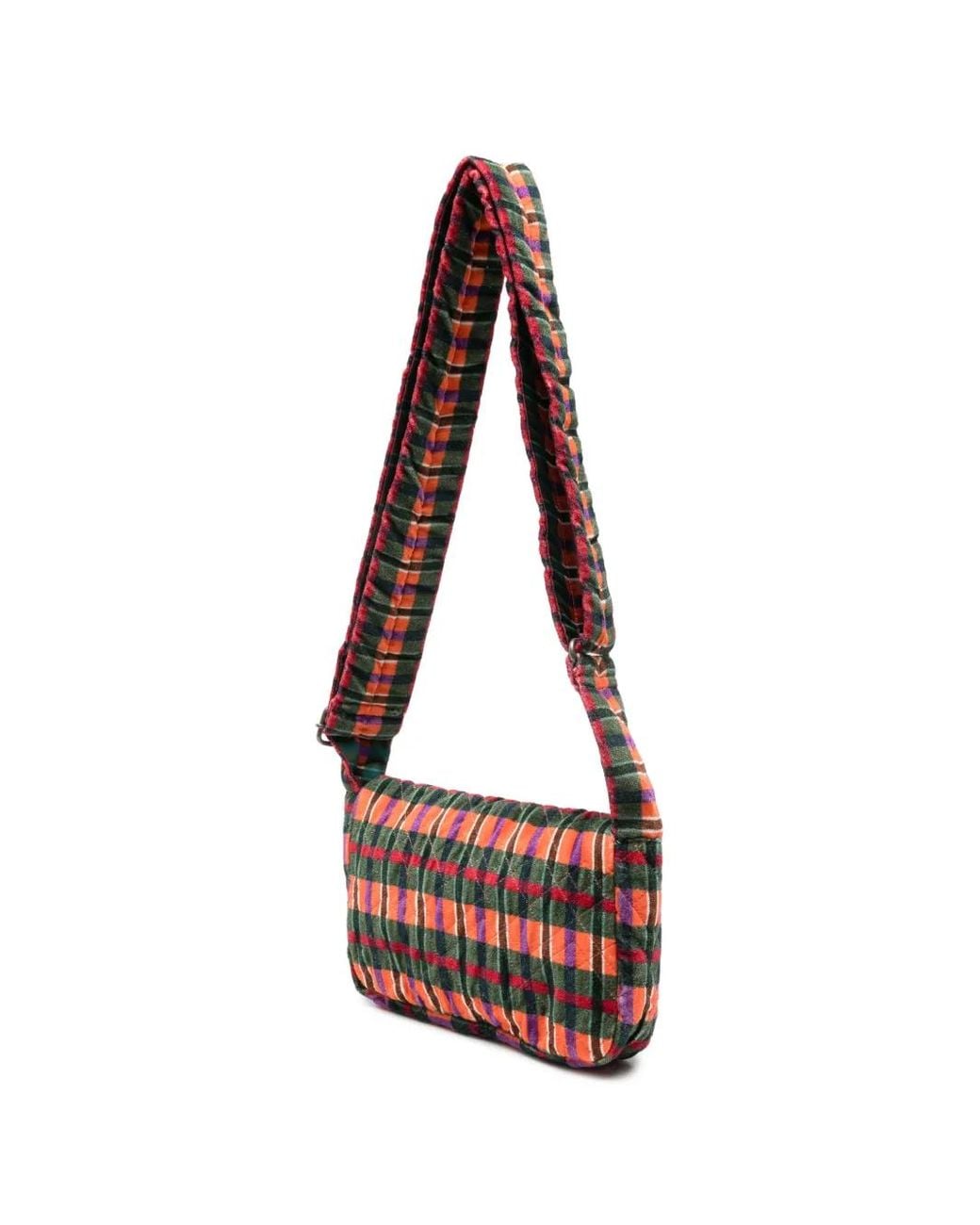 Epice Red Check-Pattern Quilted Crossbody Bag