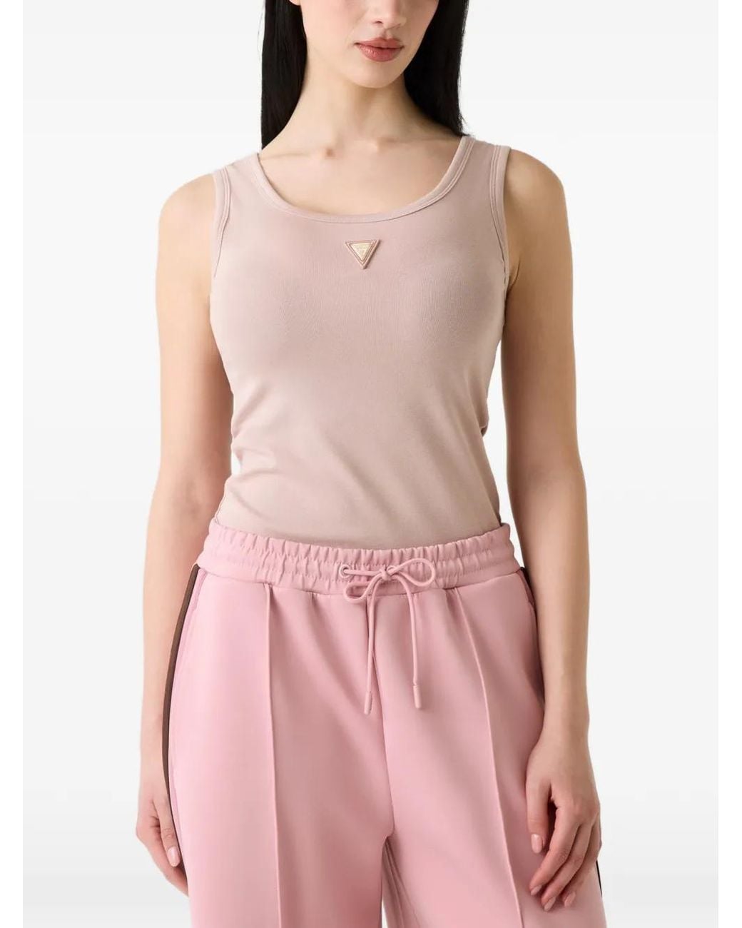 Guess Pink Triangle-Logo Tank Top