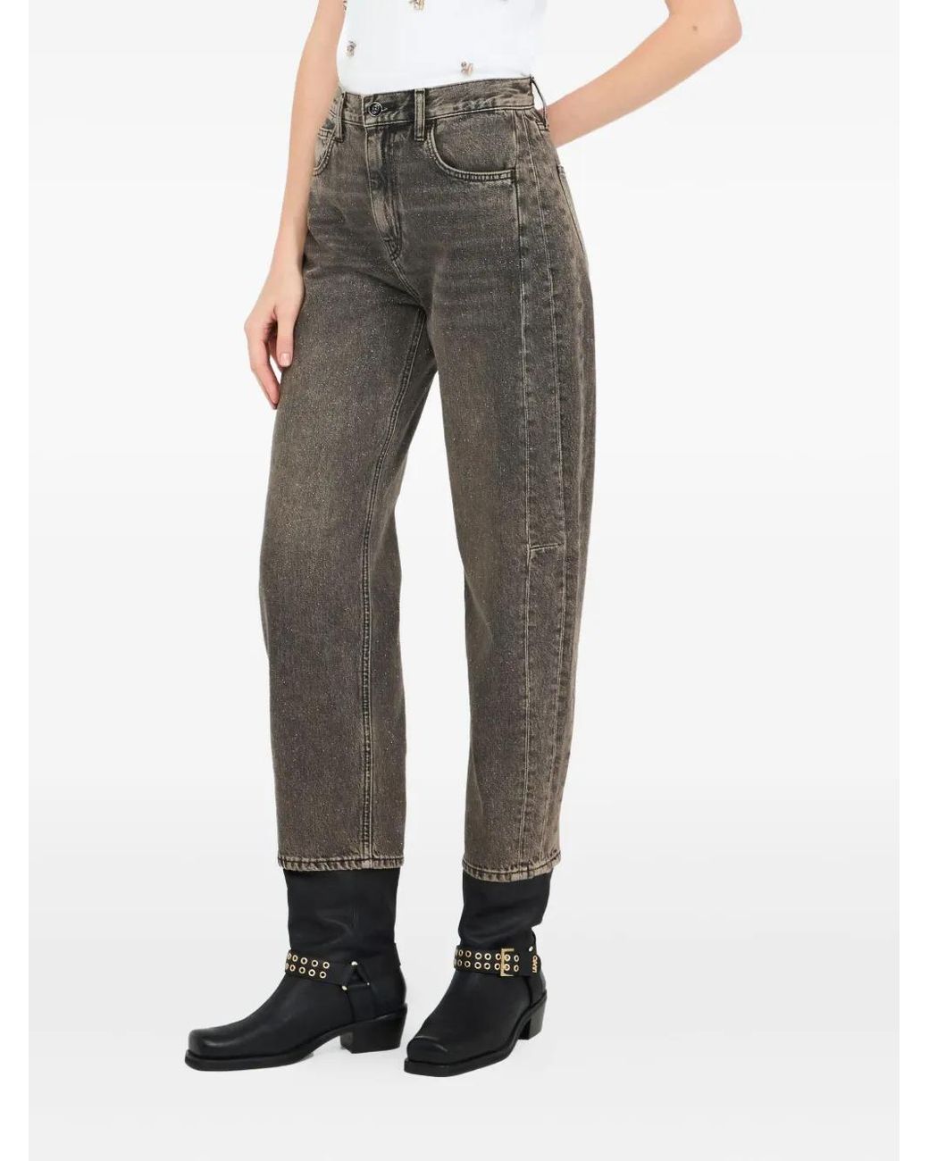 Liu Jo Gray Stonewash Logo-Patch Jeans