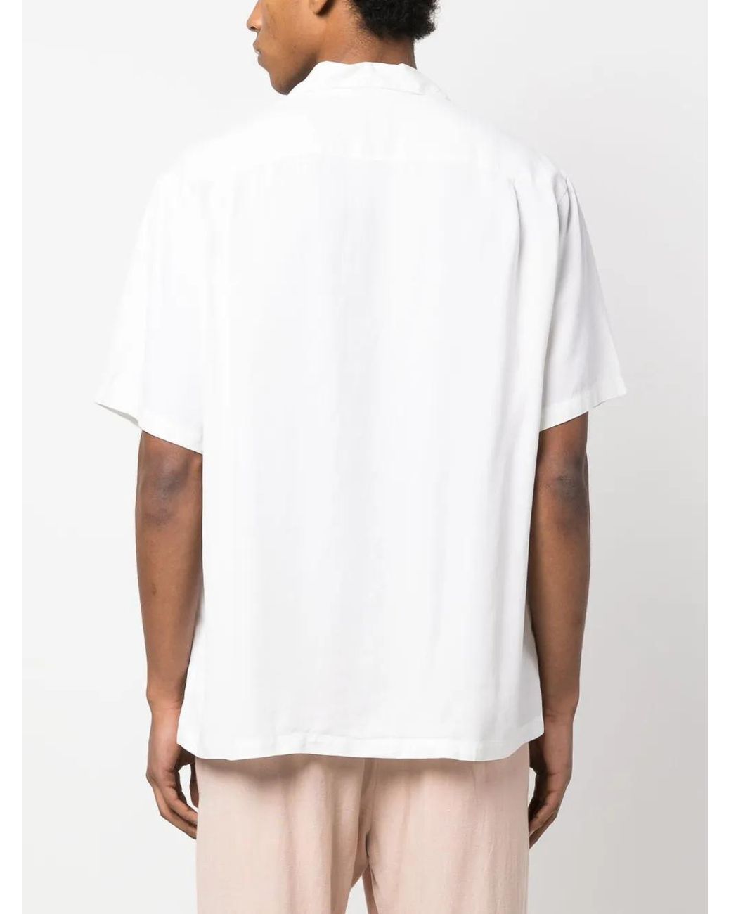 Portuguese Flannel White Tencel Short-Sleeved Shirt for men