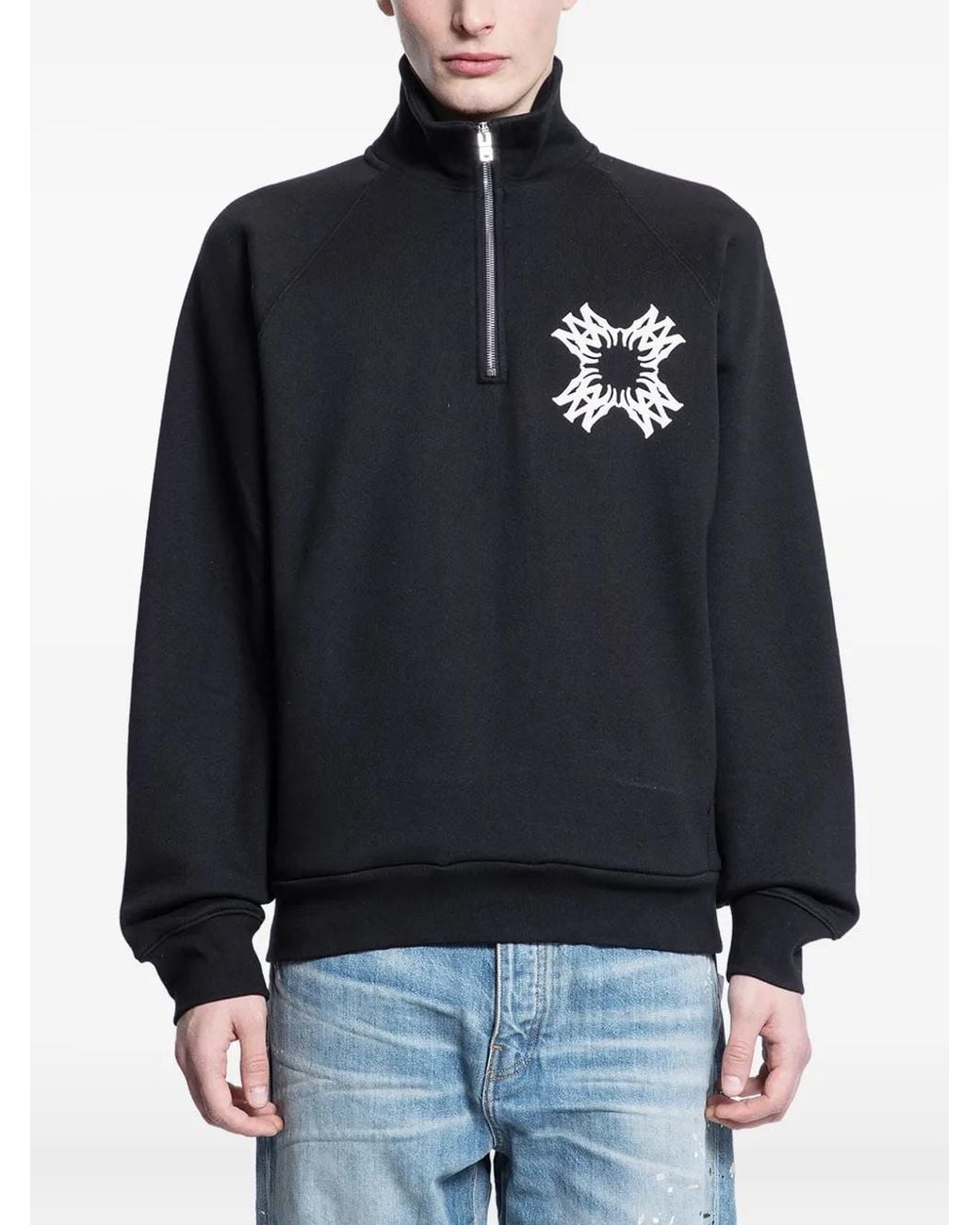 Amiri Black Graphic-Print Half-Zip Sweatshirt for men