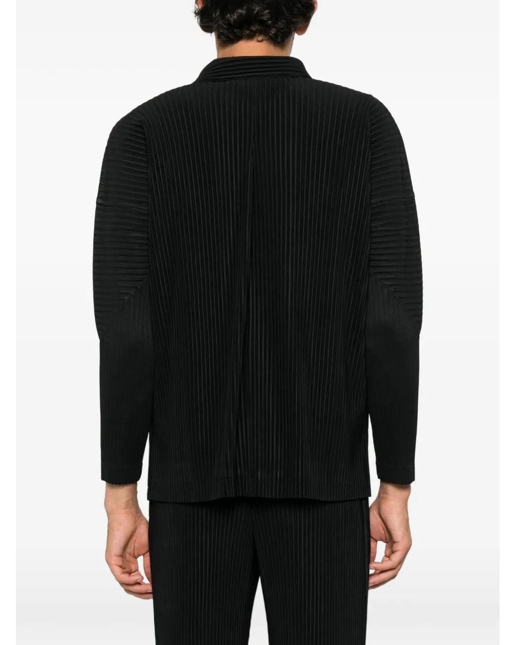 Homme Plissé Issey Miyake Black Plissé-Effect Long-Sleeve Shirt for men
