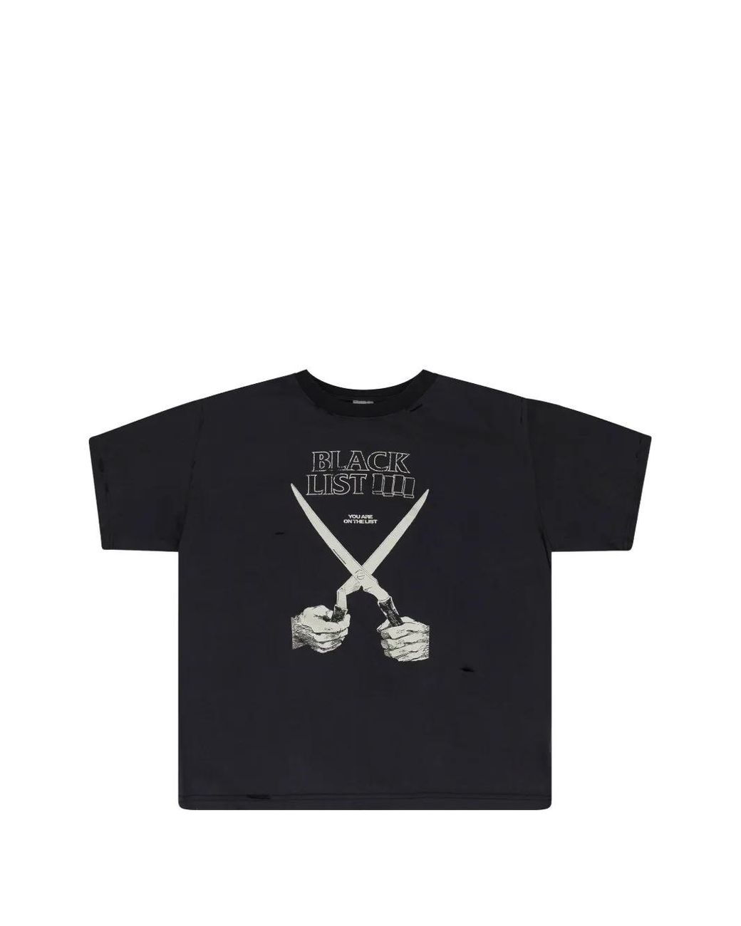 Protocol Index Black Distressed Graphic-Print T-Shirt for men