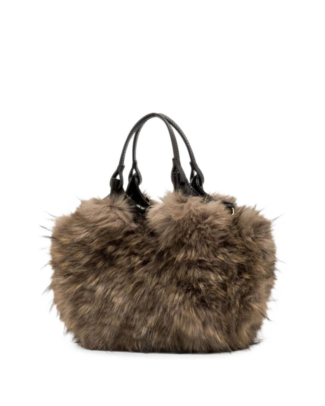Gianni Chiarini Brown Mini Dua Faux-Fur Top-Handle Tote Bag