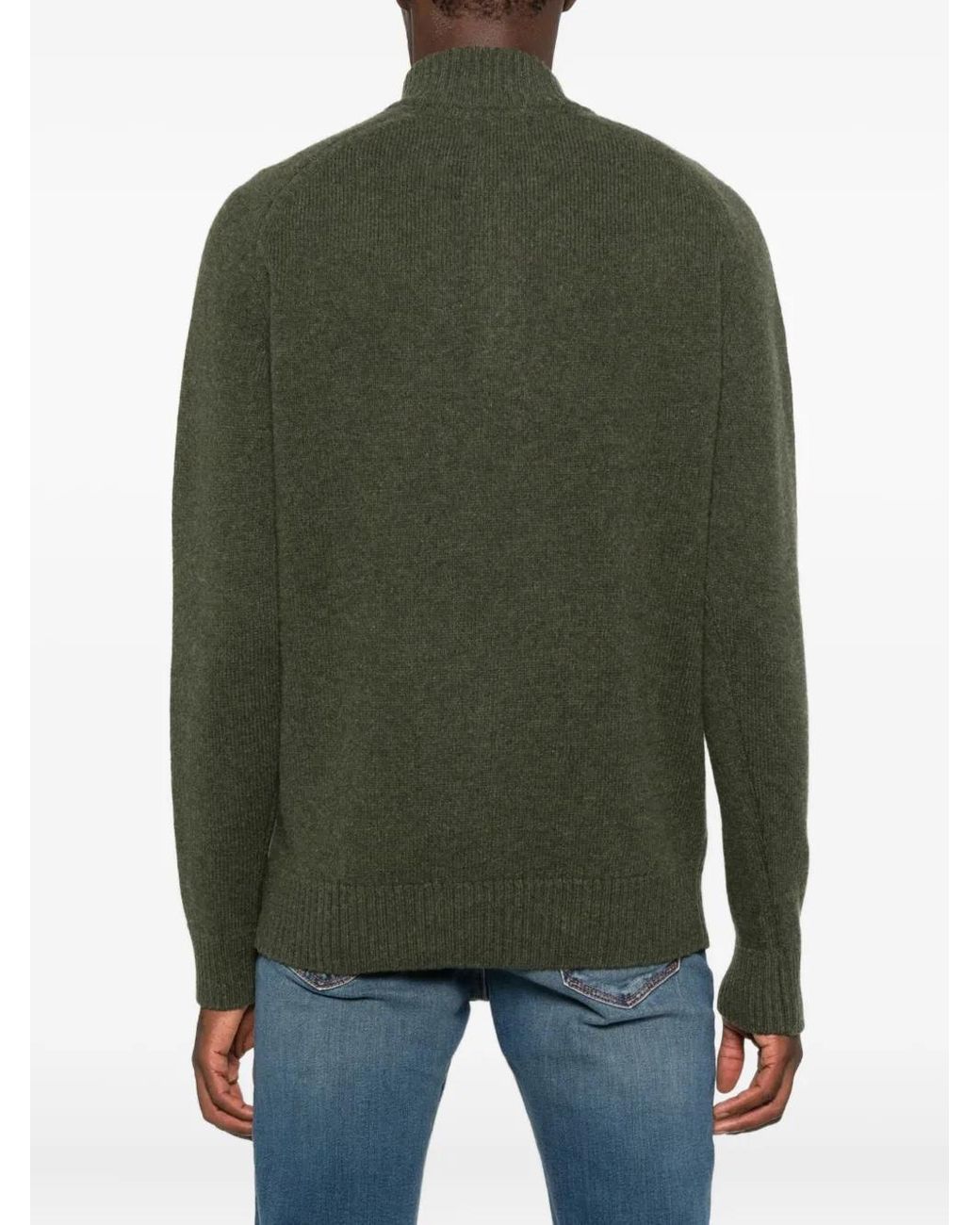 Barbour Green Half-Zip Wool Sweater for men