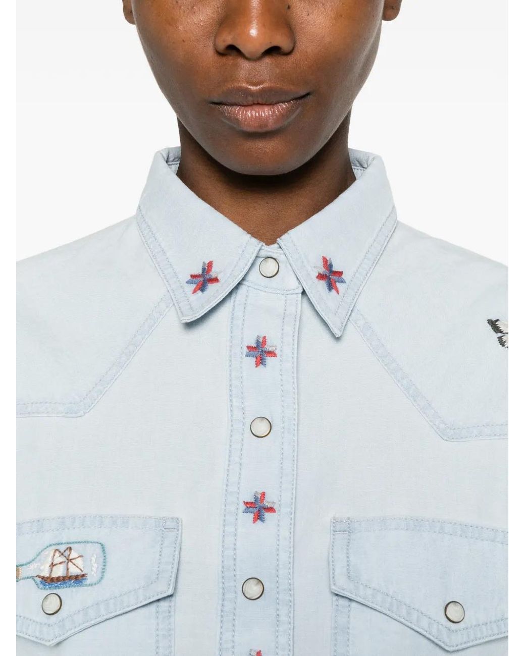 Filson White Embroidered Denim Shirt
