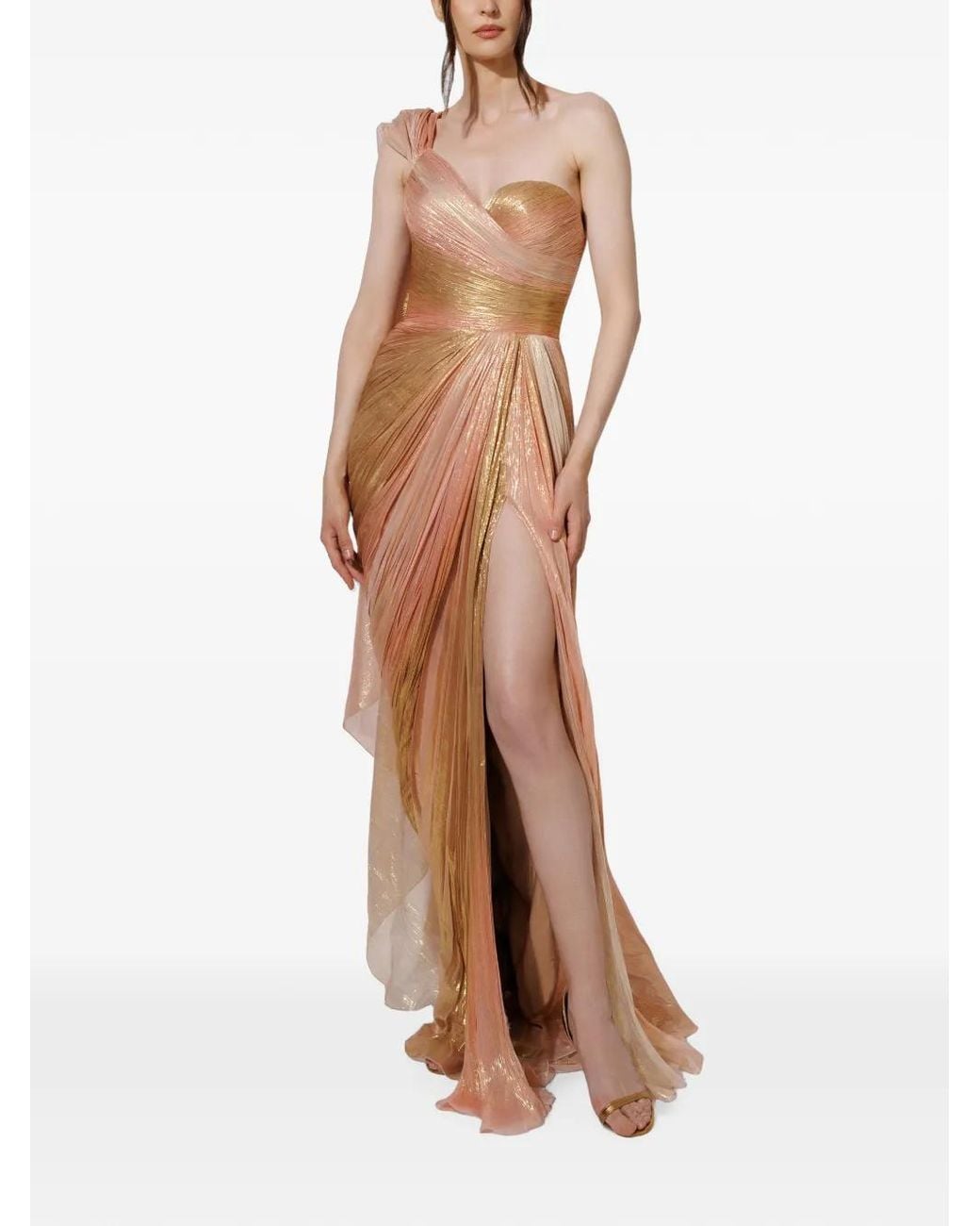 IRIS SERBAN Natural Genny Lurex Maxi Dress