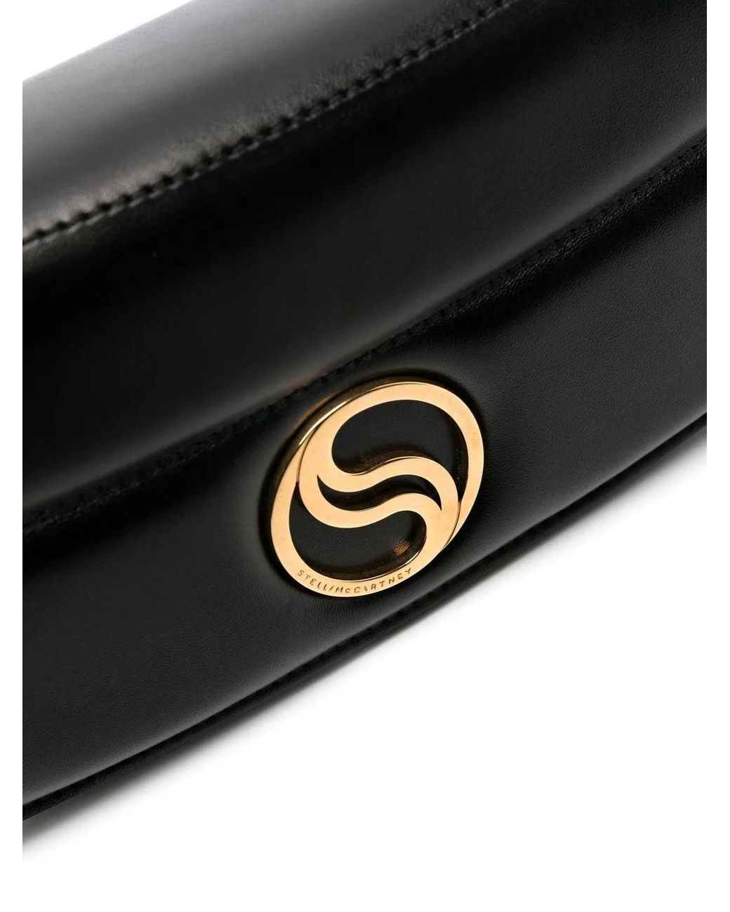 Stella McCartney Black S-wave Logo Plaque Crossbody Bag