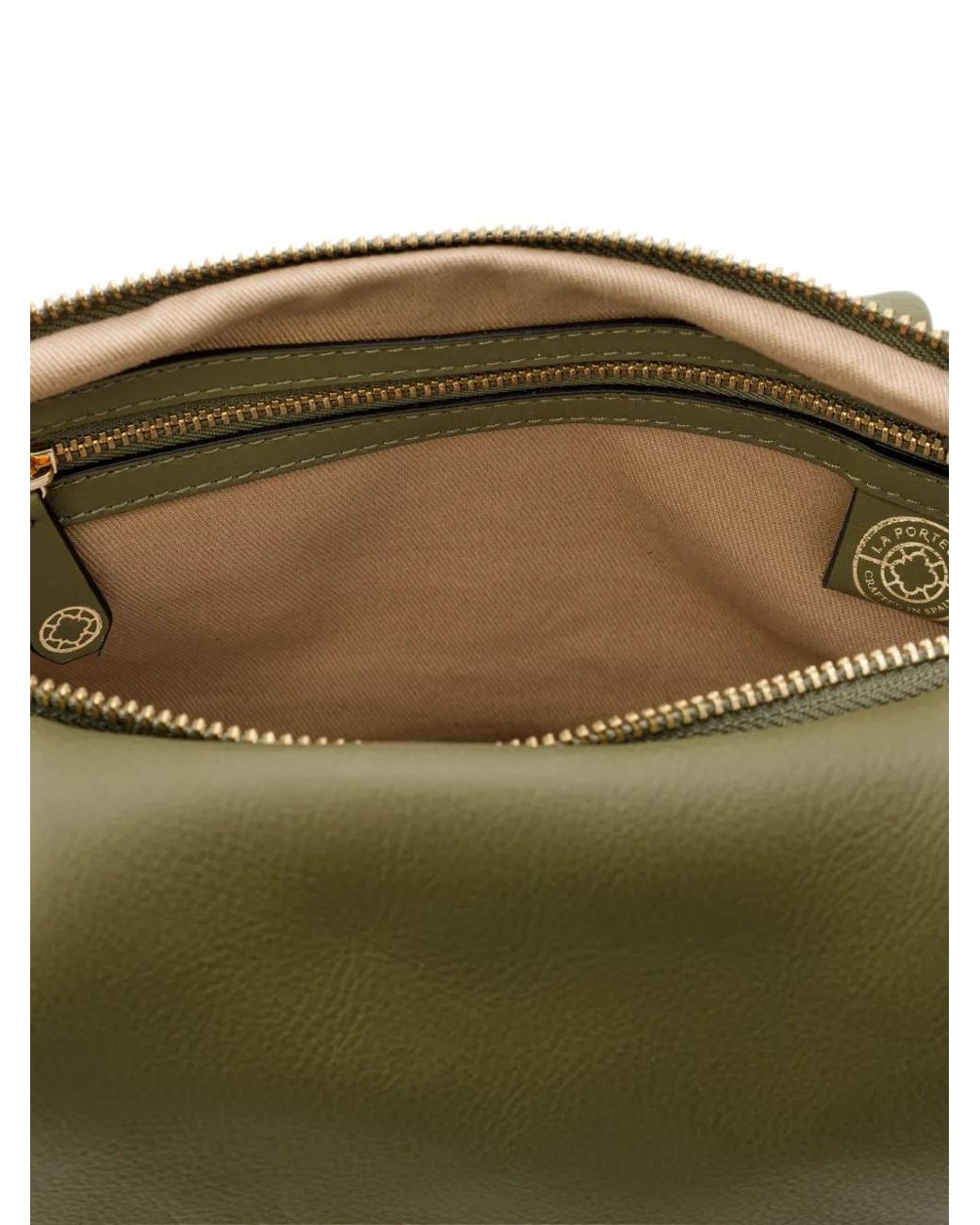 La Portegna Green Claudia Croissant Shoulder Bag