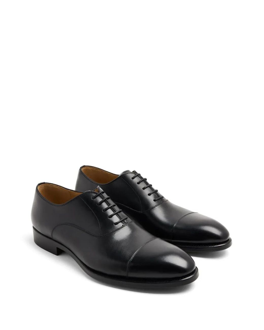 Magnanni Shoes Black Tonal-Stitching Leather Oxford Shoes for men