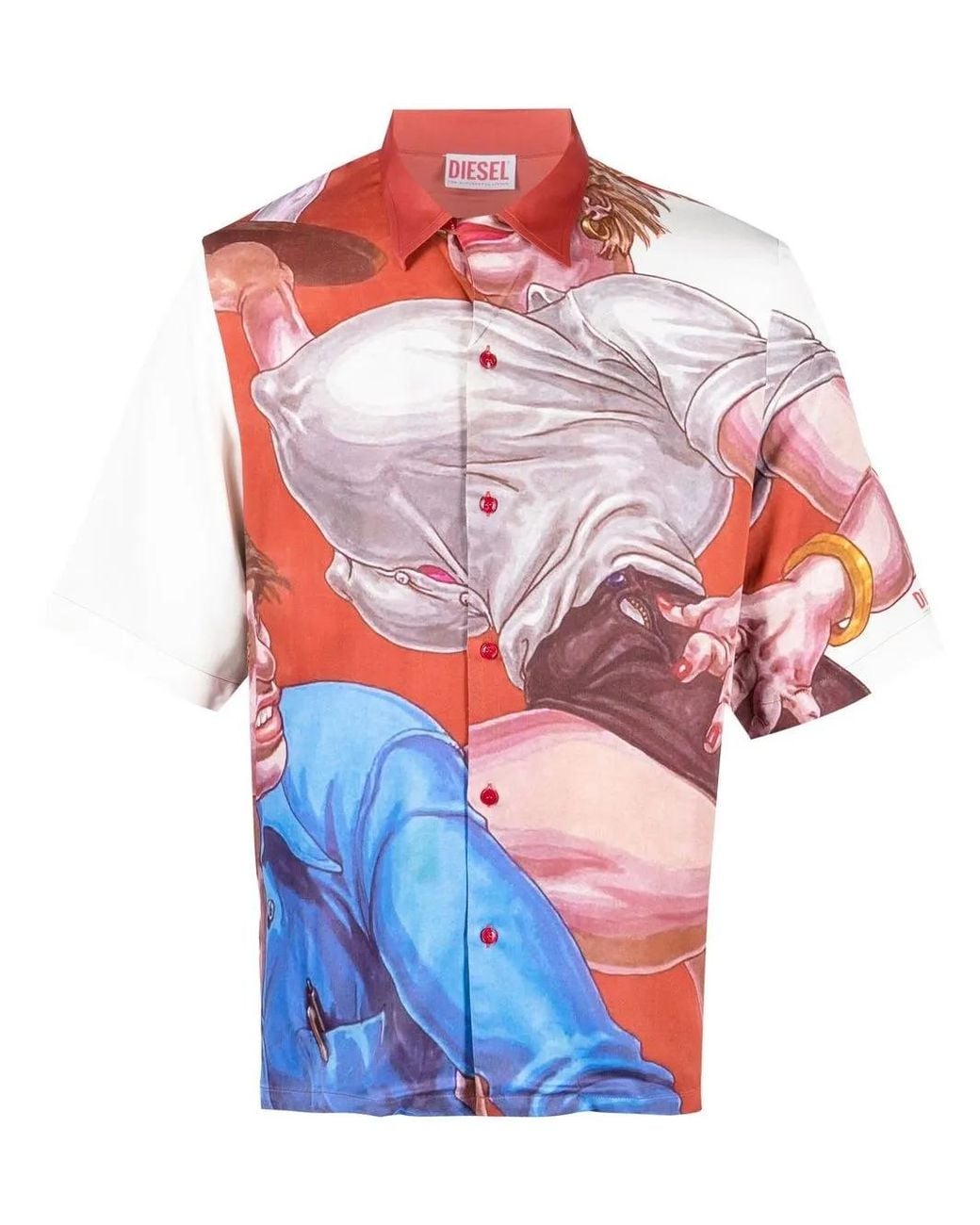 DIESEL White X Tom Of Finland Foundation Graphic-Print Satin Shirt